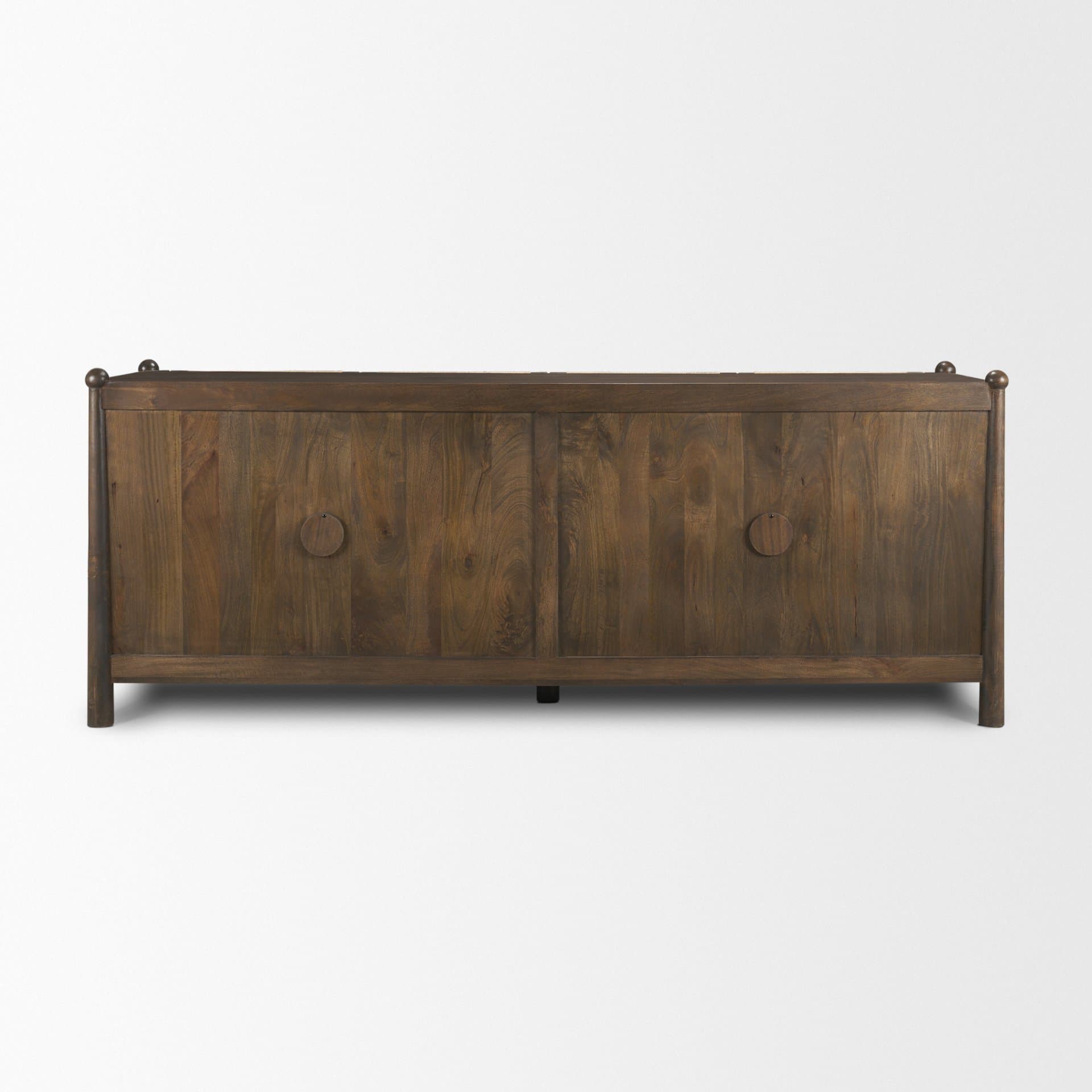 Bondi 85" Dark Brown Wood w/ Paper Rope 4 Door Closed Sideboard — product photograph