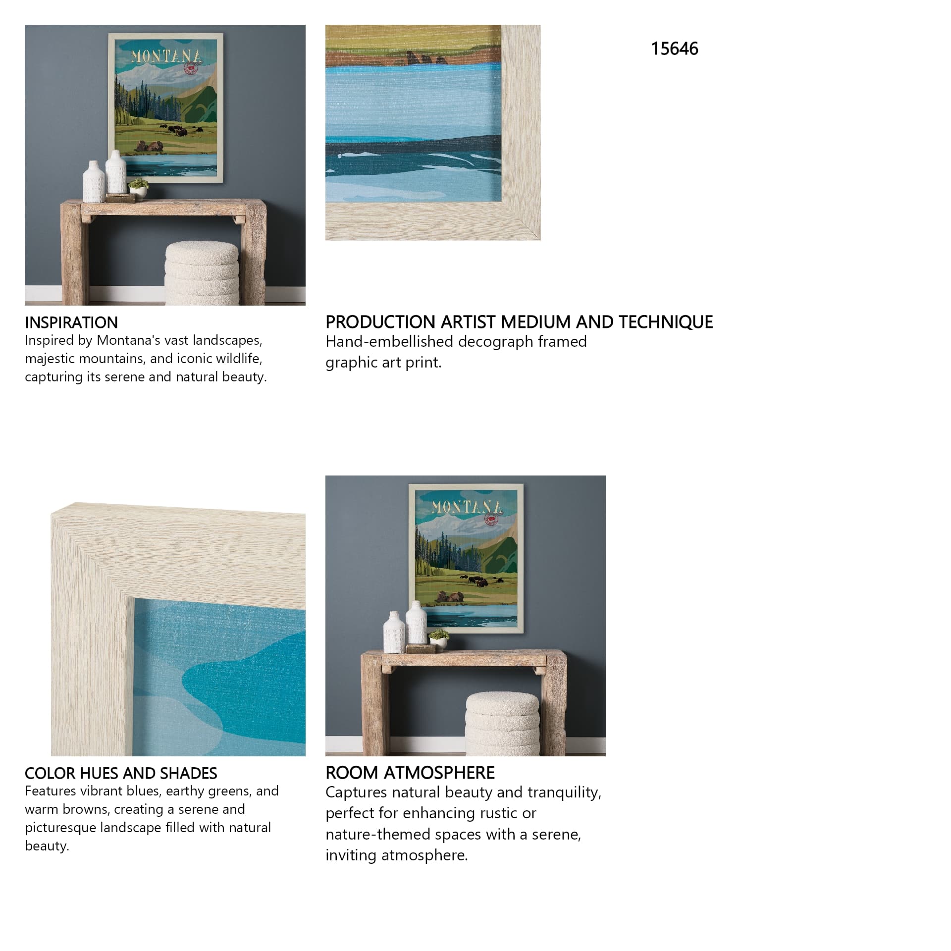 Montana Go USA (L) by Mercana Studio a Hand Embellished Decograph Framed Art Print — in a styled room