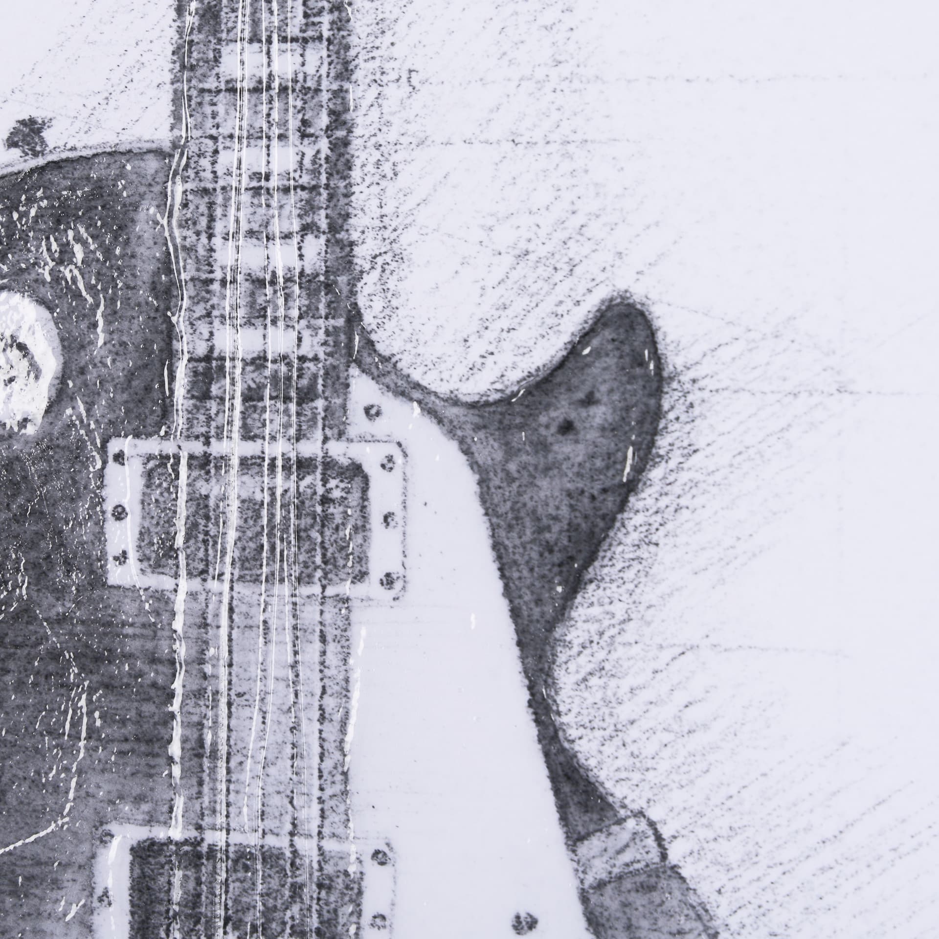 Guitar III by Mercana Studio a Hand Embellished Textured Framed Art Print Matted under Glass — product photograph