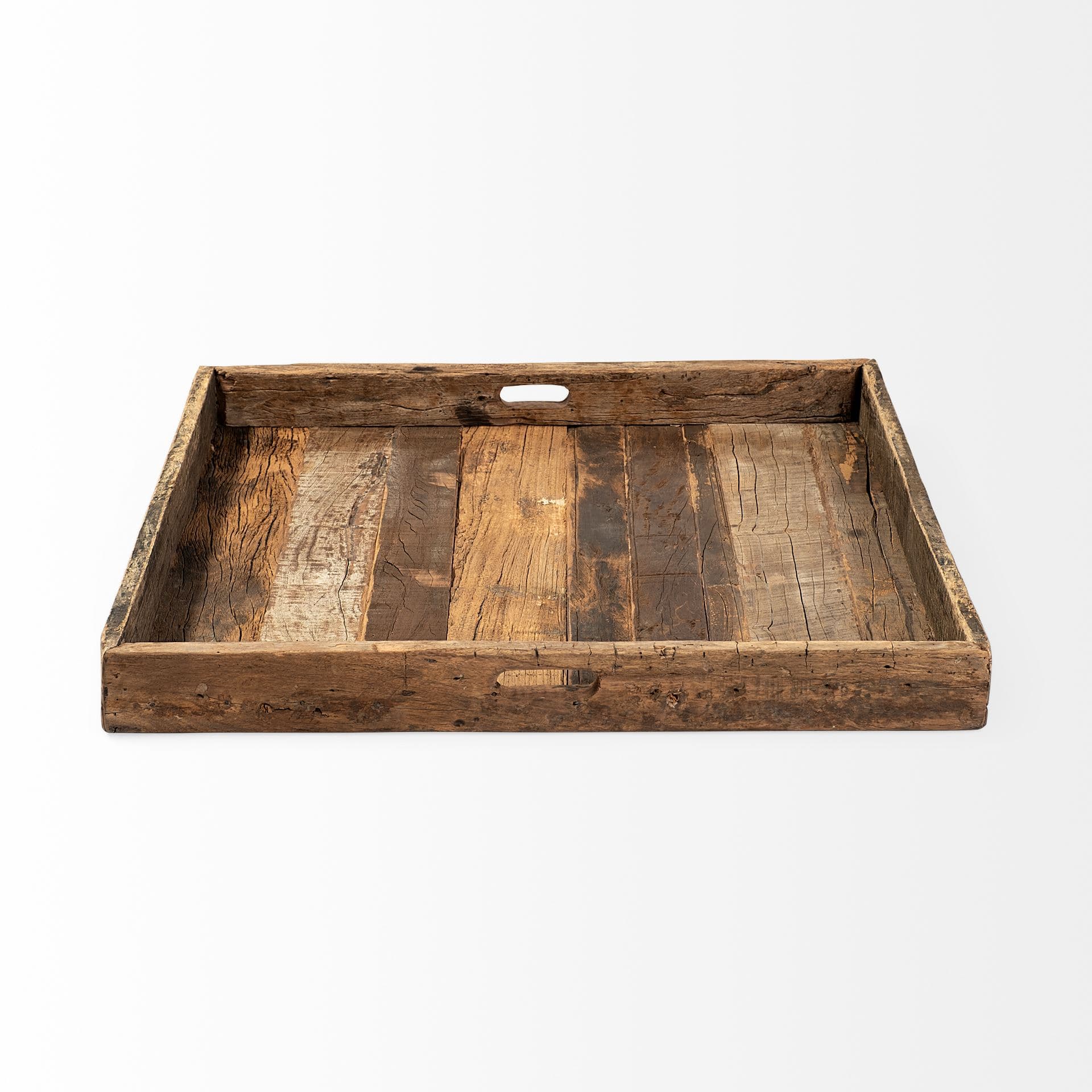 Carson (Large) 30L x 30W Brown Reclaimed Wood Tray — product photograph