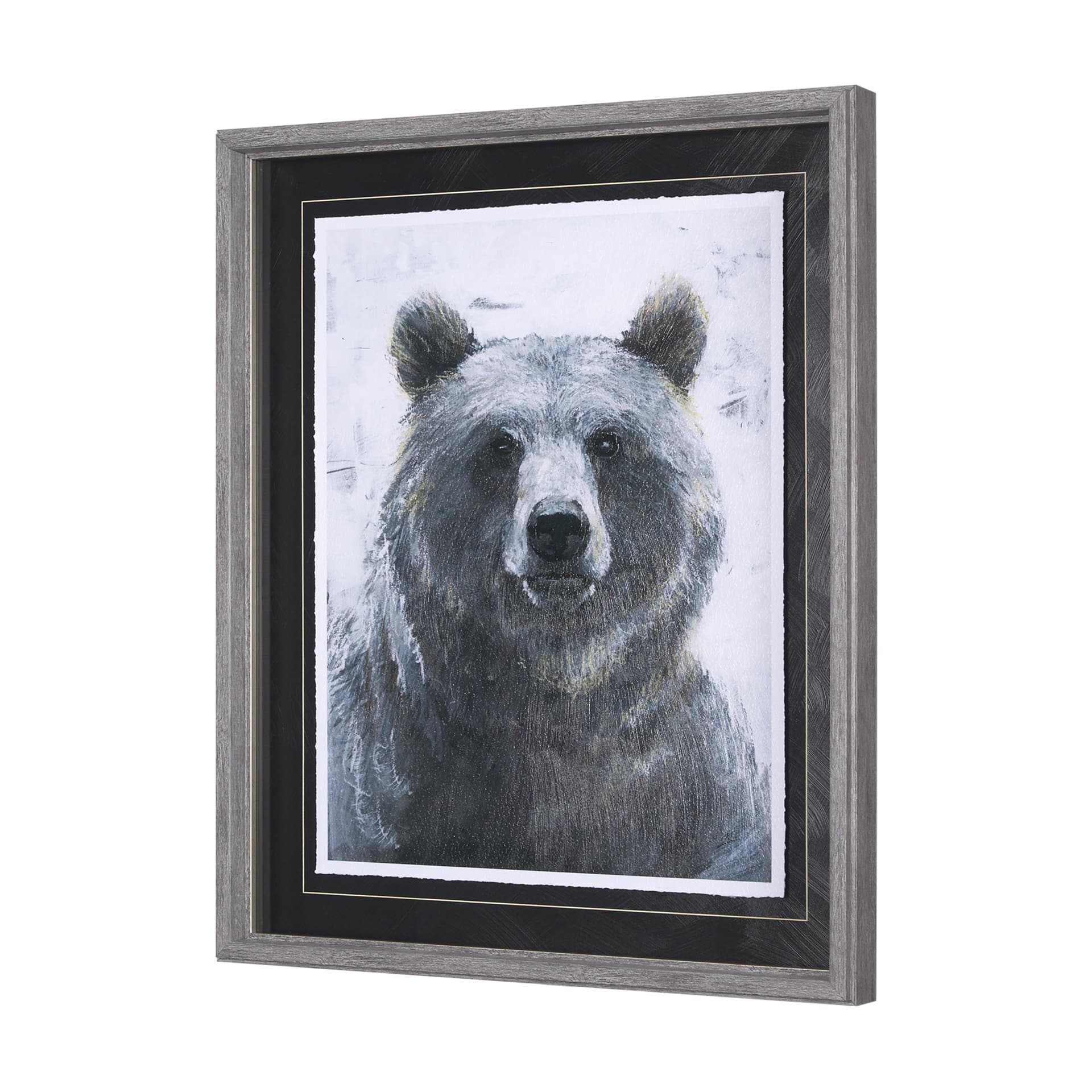 Animal Portrait III (Bear) by Mercana Studio Hand Embellished Framed Art Print Matted under Glass — product photograph