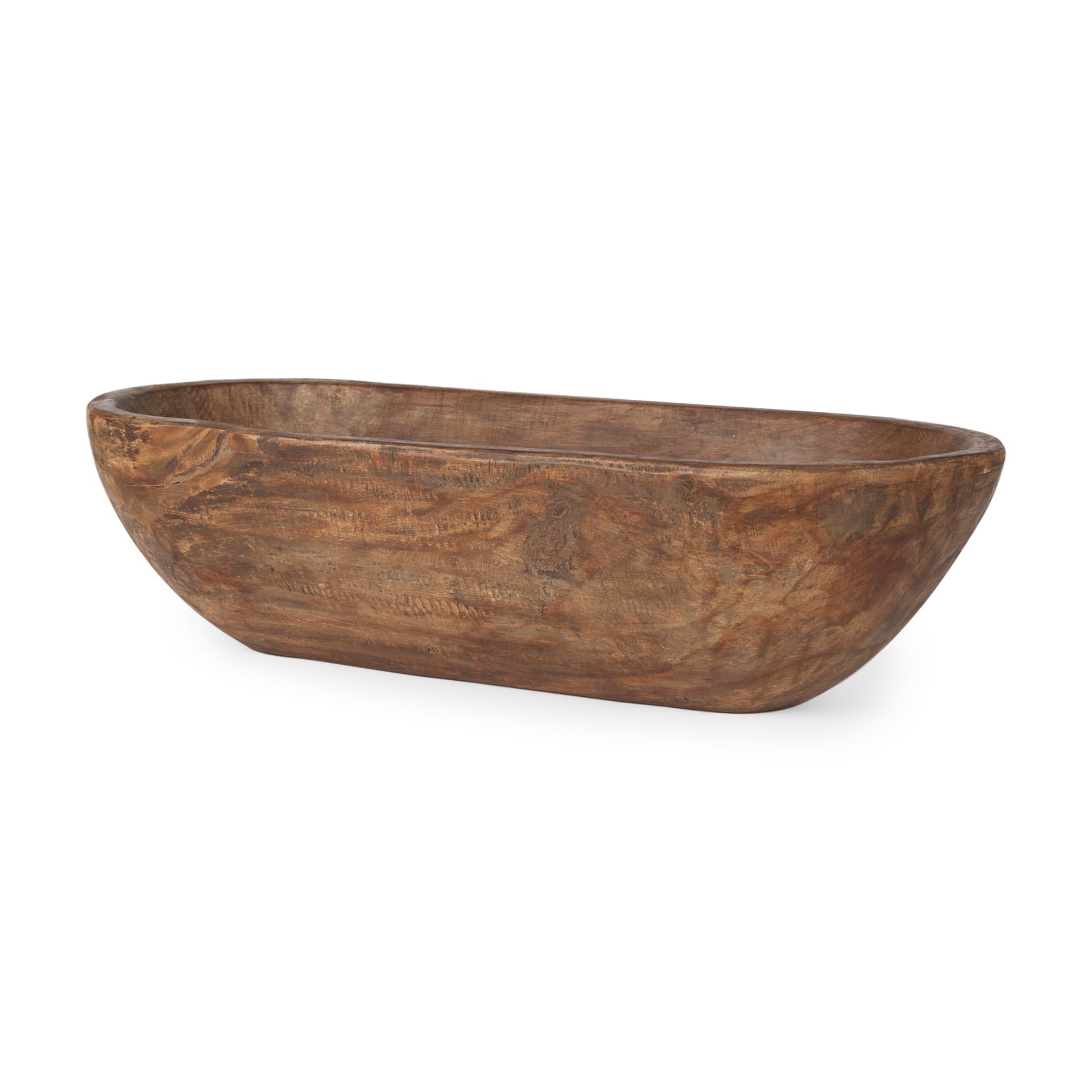 Athena Extra Large Oblong Medium Brown Reclaimed Wood Bowl — product photograph