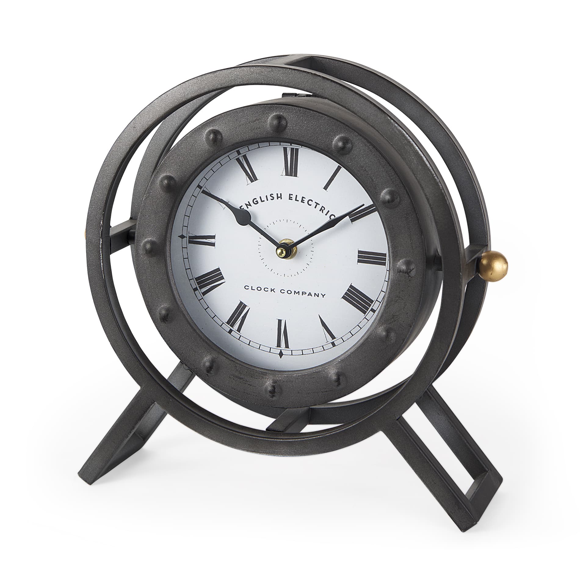 Gaston Gray Metal Circular Table Clock — product photograph