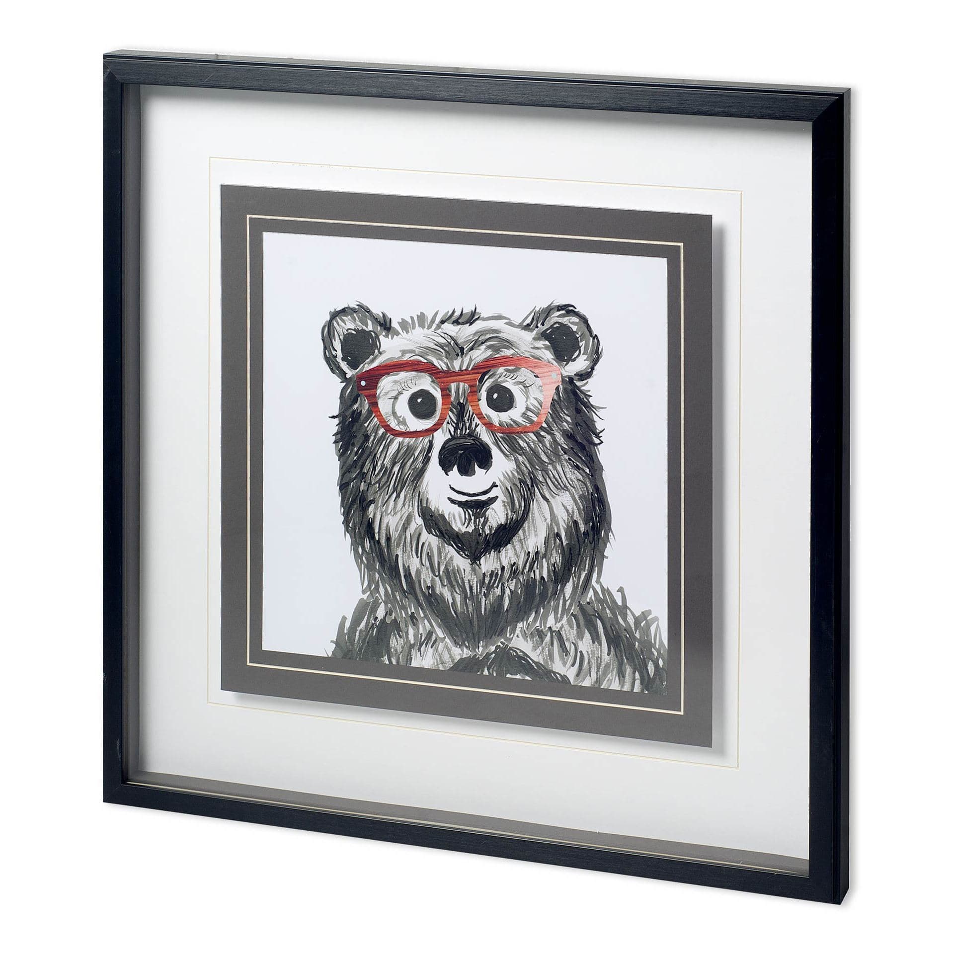 Bookish Bear by Bella Dos Santos a Hand Embellished Textured Framed Art Print Matted under Glass — product photograph