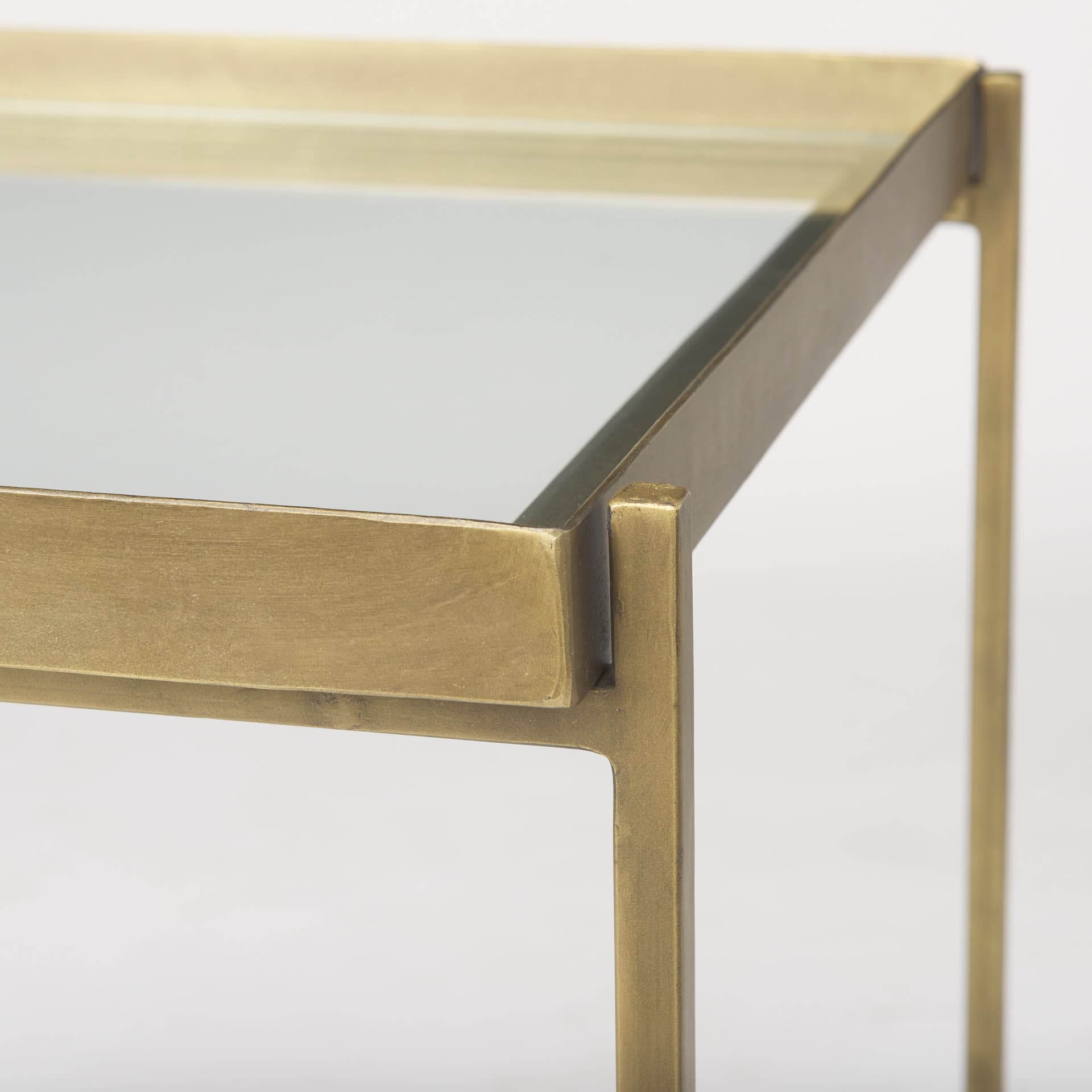Trey Gold Metal W/Glass Accent Table — product photograph