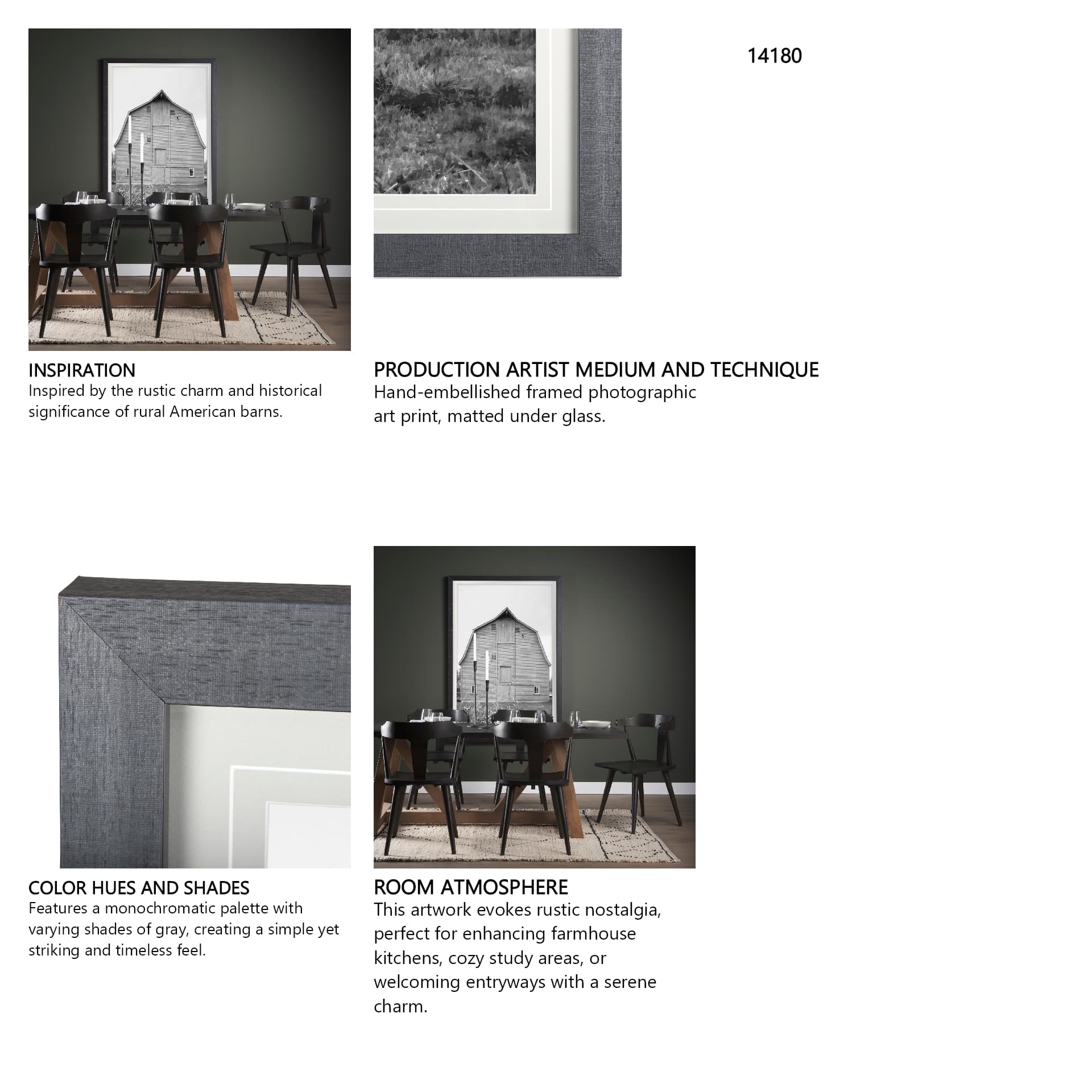 Grey & White Barn Ii by Mercana Studio Hand Embellished Textured Framed Photo Art Print Matted under — in a styled room