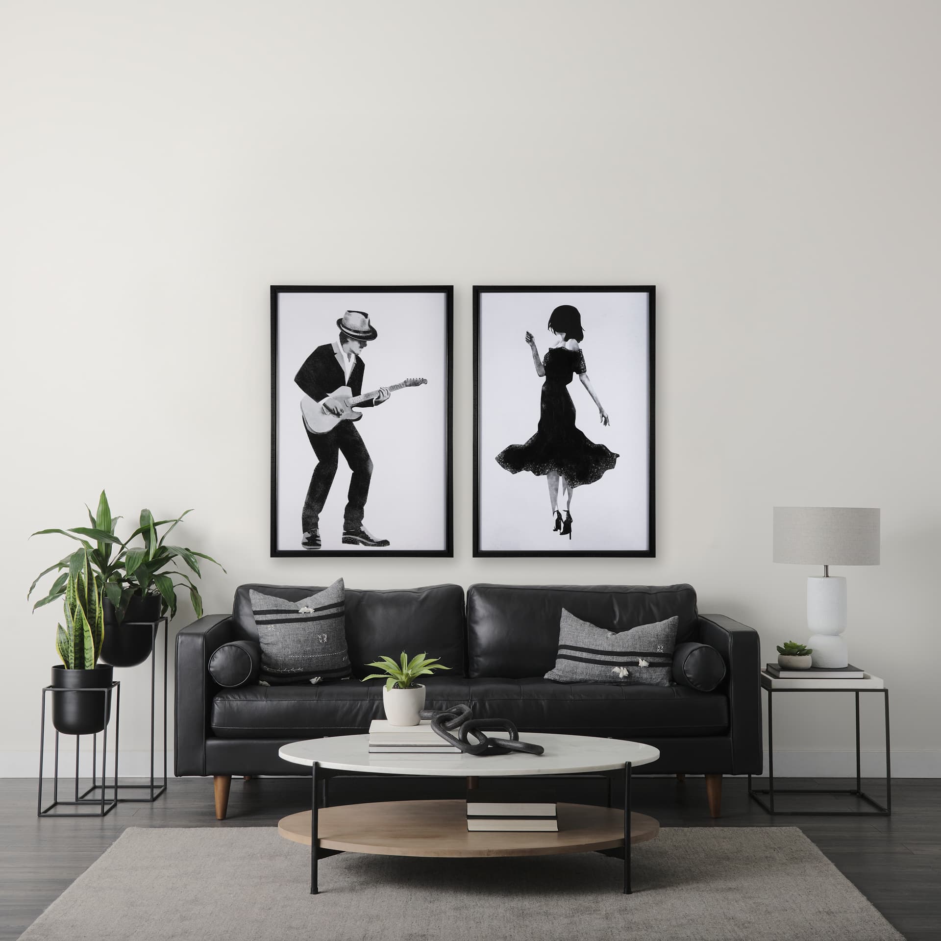 A Dancing Night II by Mercana Studio a Hand Embellished Textured Framed Art Print Matted under Glass — in a styled room