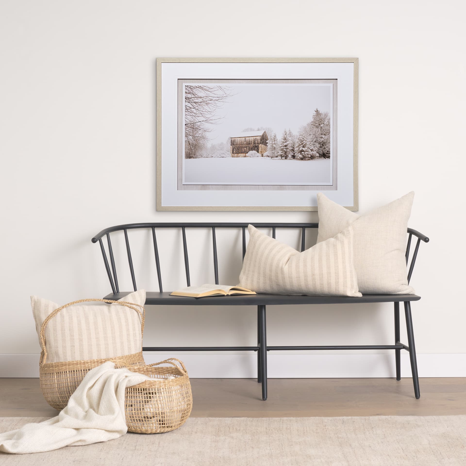 First Snow by Aledanda a Framed Photo Art Print Matted under Glass — in a styled room