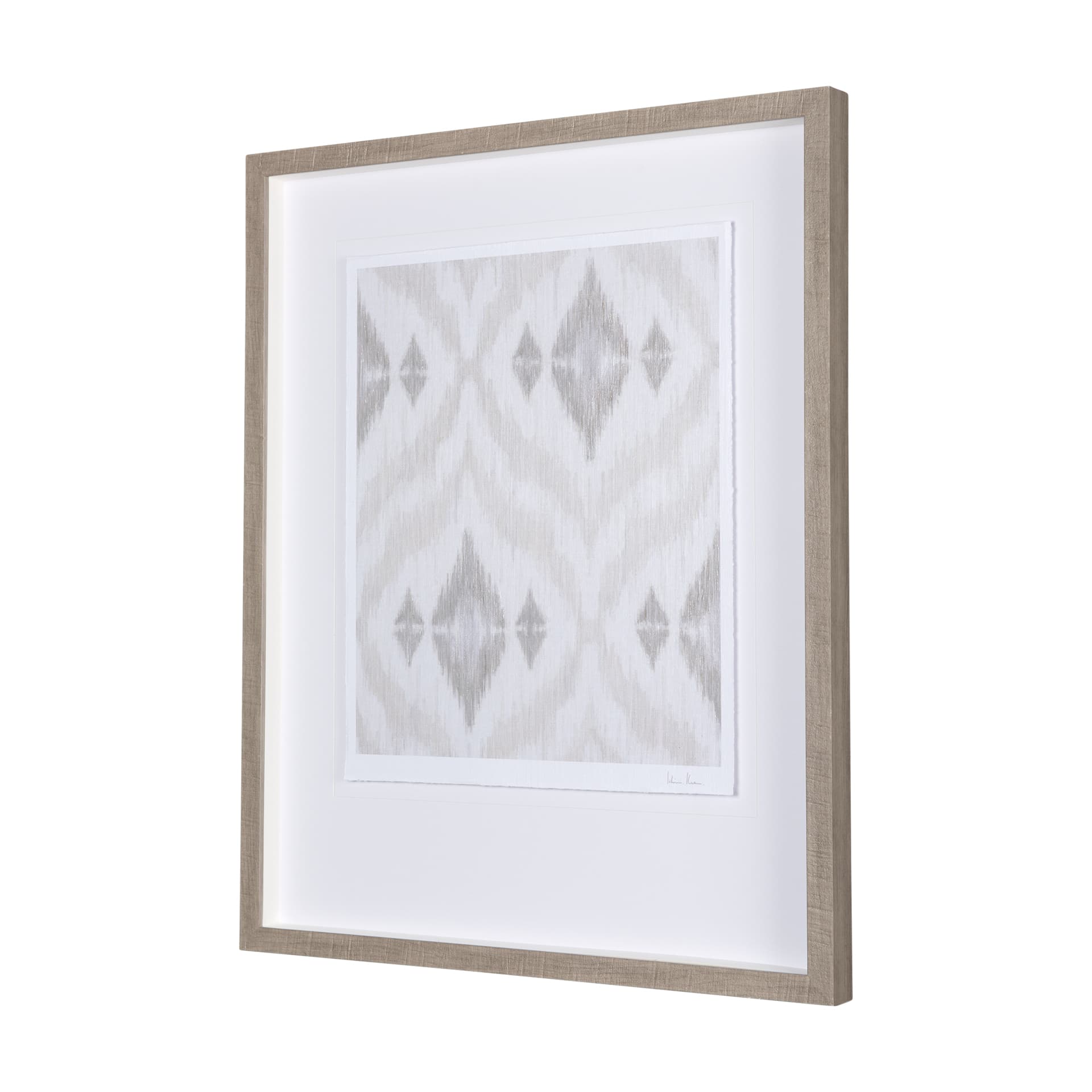 Ikat Patterns VI by Silvia Krause a Hand Embellished Textured Framed Art Print Matted under Glass — product photograph