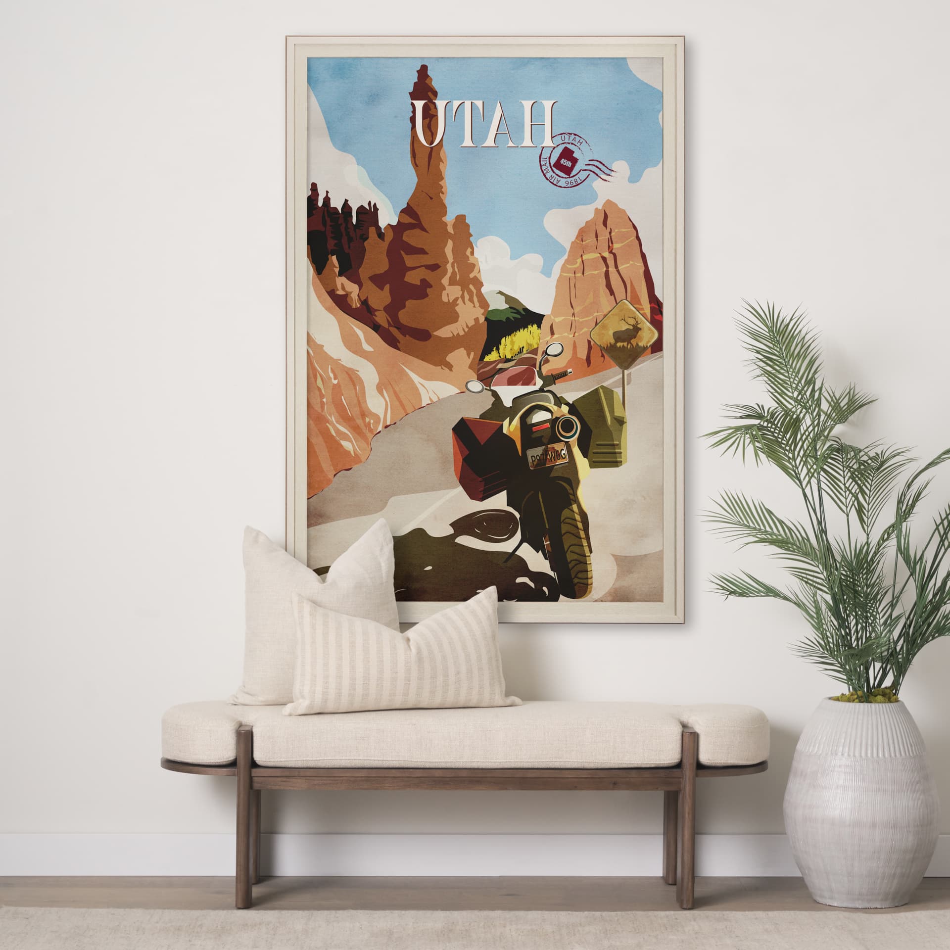 Utah Go USA (XL) by Mercana Studio a Hand Embellished Decograph Framed Art Print under Glass — in a styled room