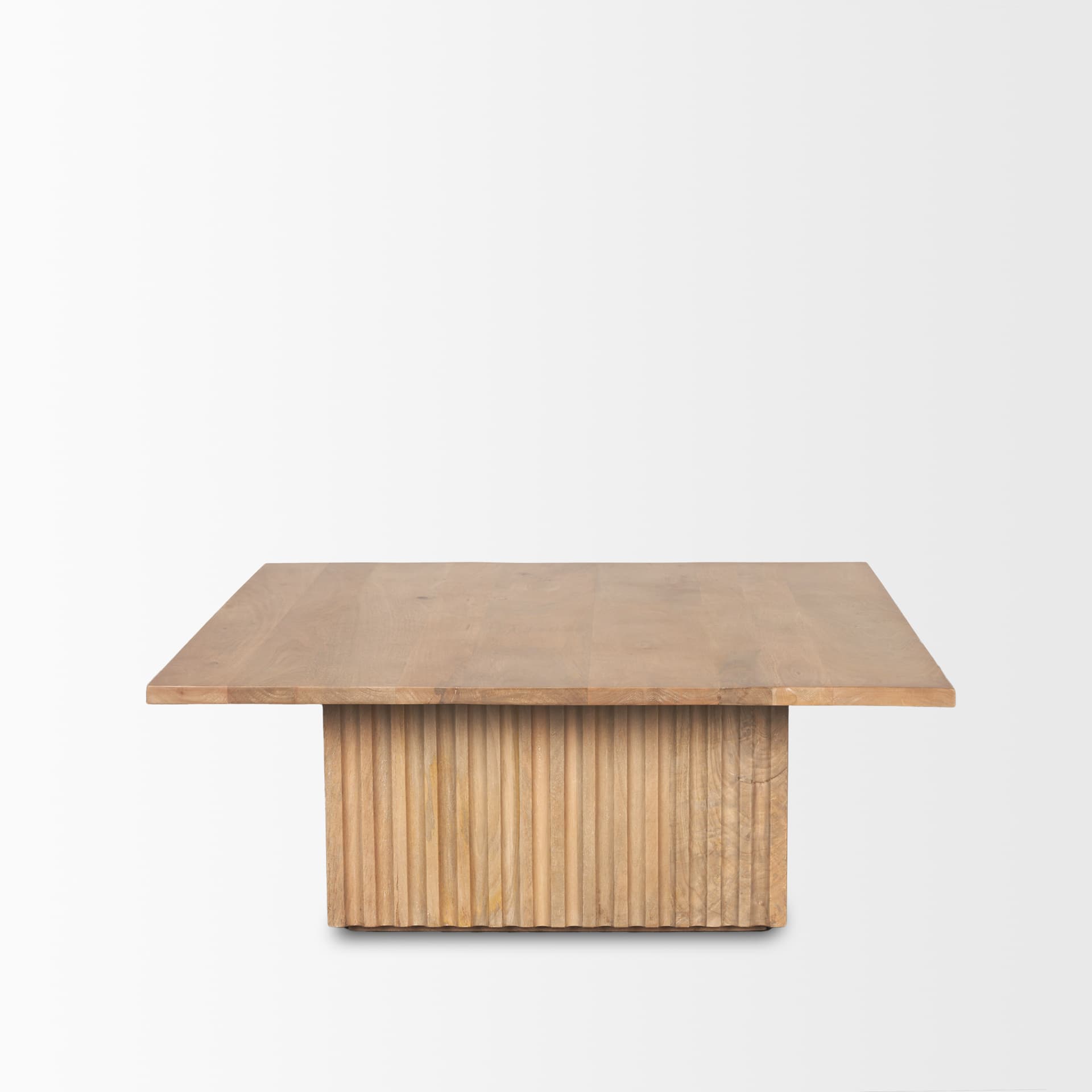 June Light Brown Wood w/ Fluting Square Coffee Table — product photograph