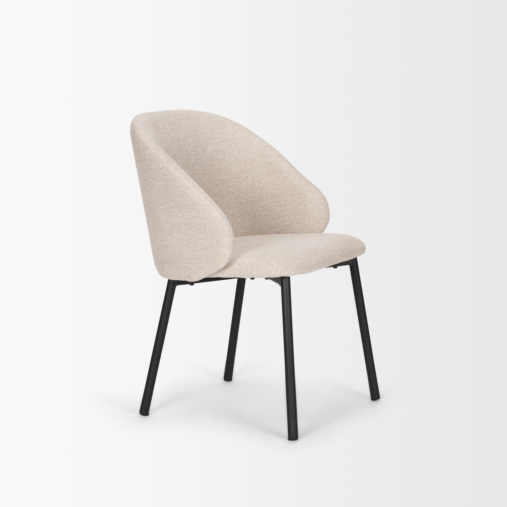 Shannon Contoured Back Dining Side Chair | Oatmeal Fabric w/ Metal — product photograph