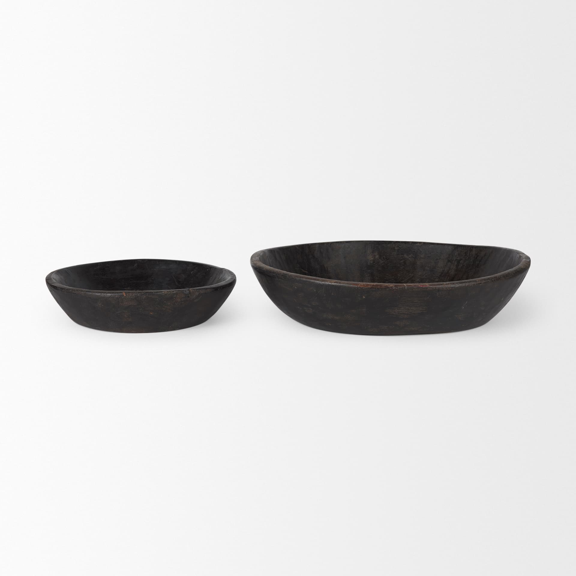 Nikita Set of 2 Large Black-Brown Reclaimed Wood Bowls — product photograph