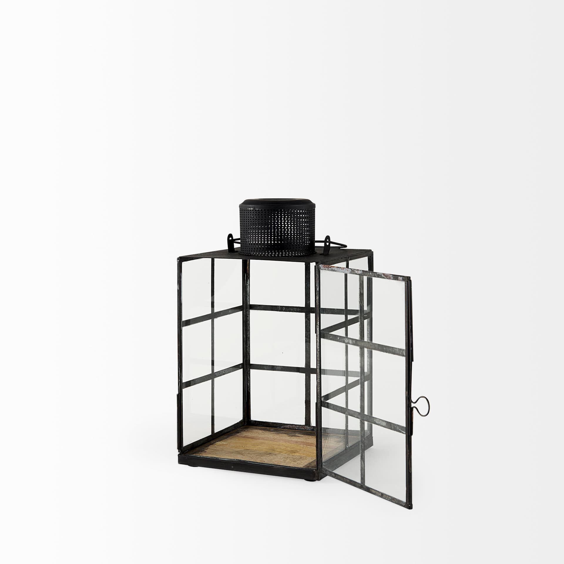 Gamfield 6.1L x 6.1W x 10.6H Small Black Metal and Glass Lantern — product photograph