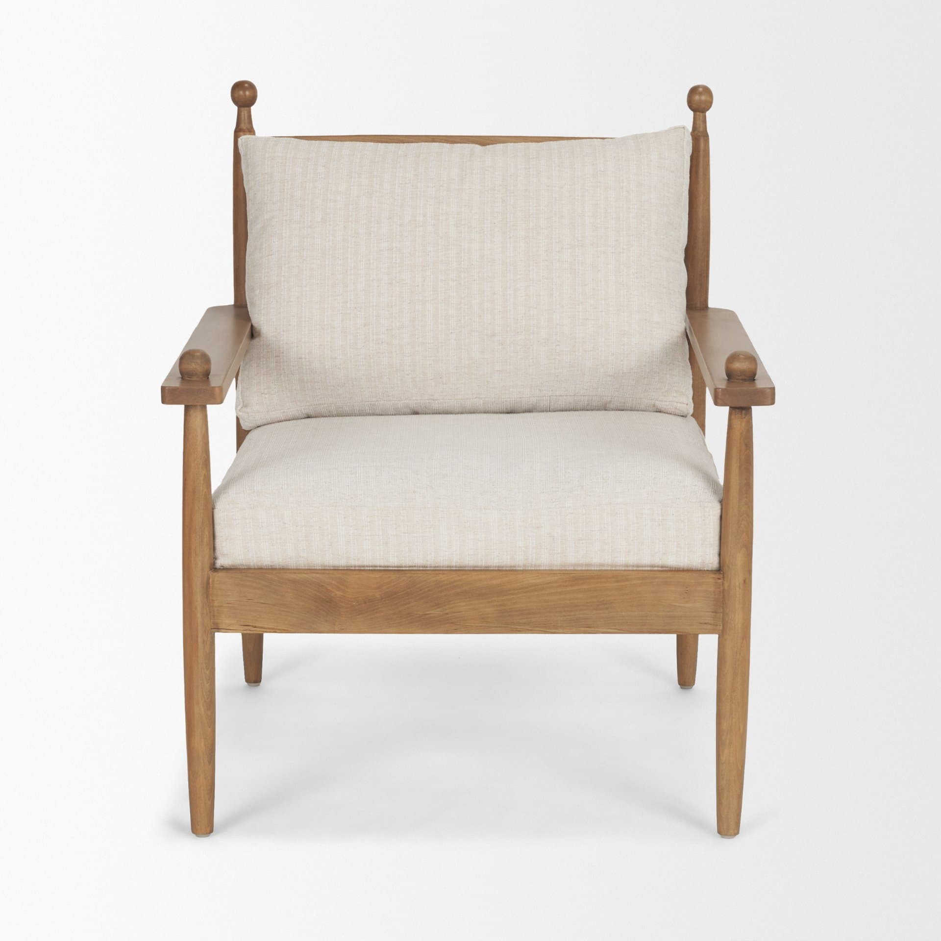 Danni Beige Fabric Beech Wood Framed Accent Lounge Chair — product photograph