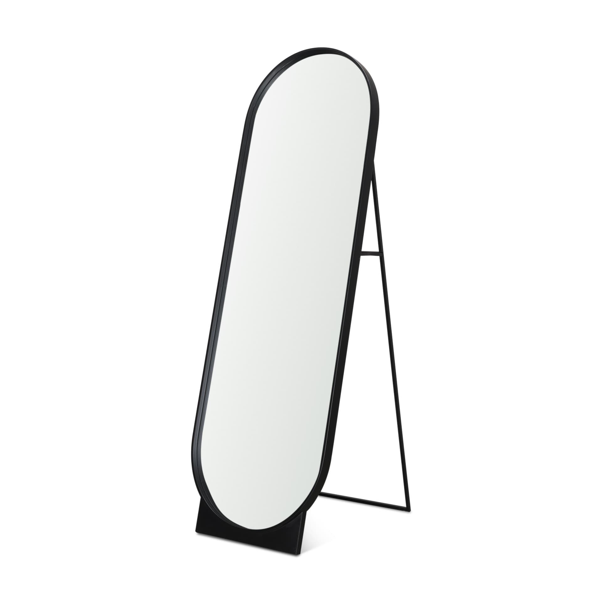 Tillie Oblong Matte Black Metal Standing Floor Mirror — product photograph
