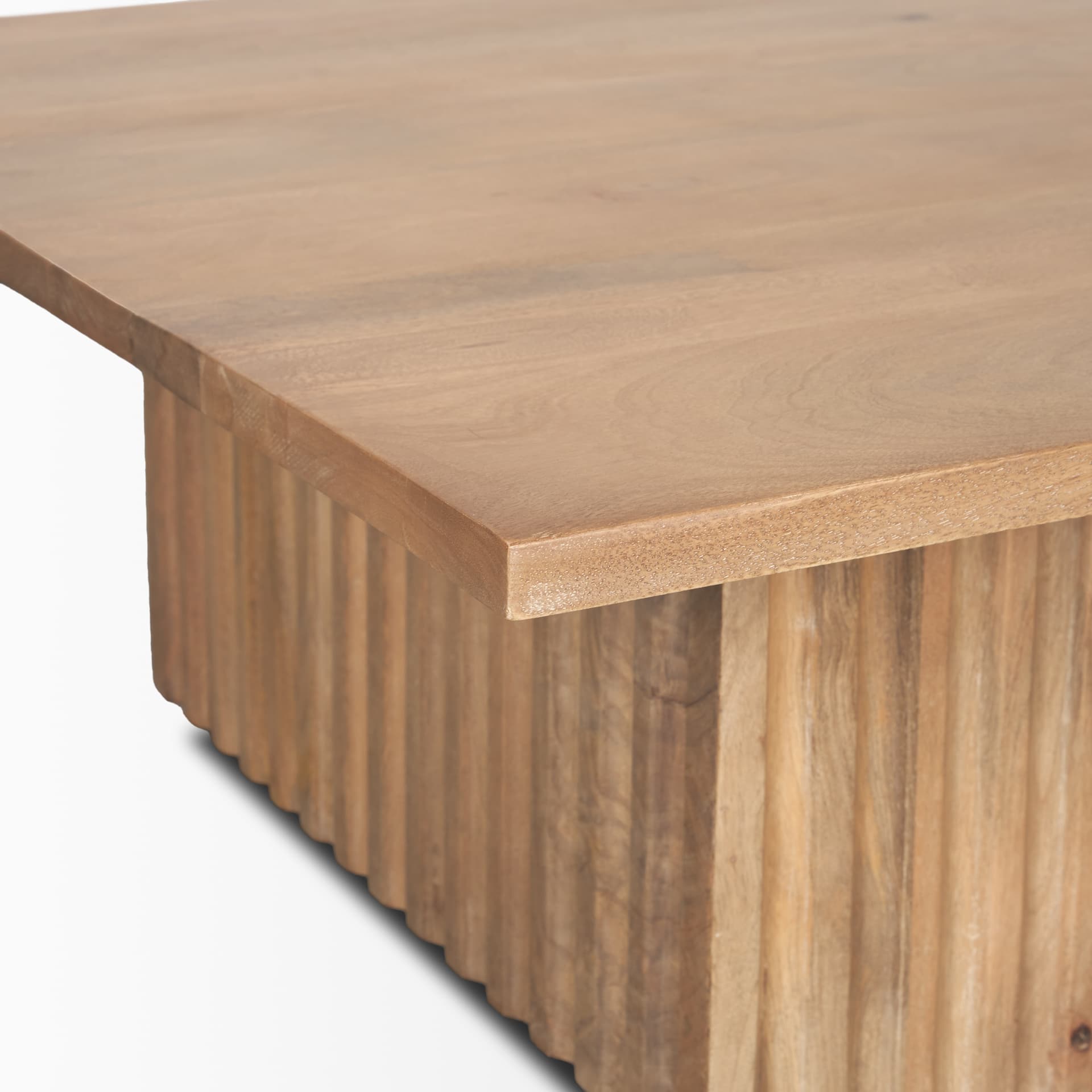 June Light Brown Wood w/ Fluting Square Coffee Table — product photograph
