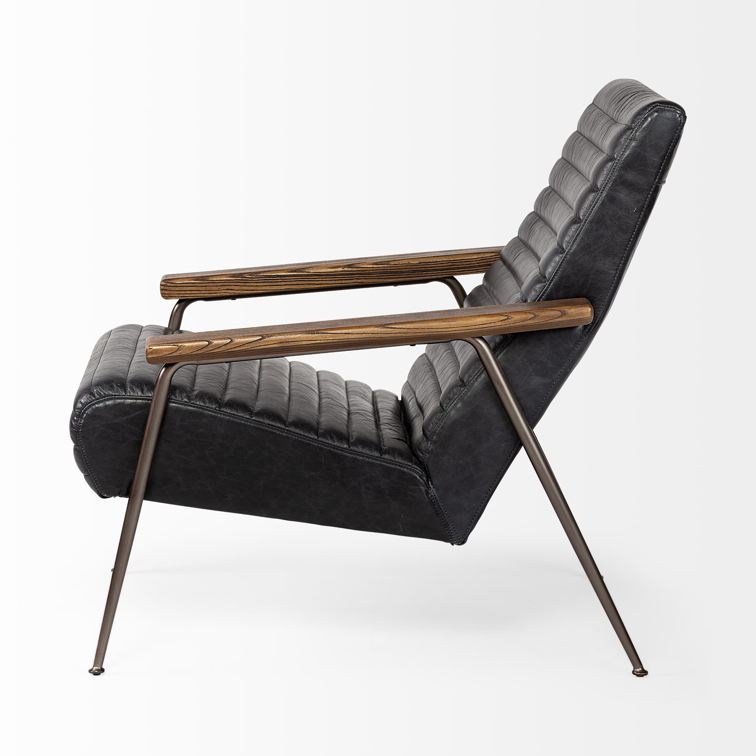 Grosjean Black Leather Wrap Metal Frame Accent Chair — product photograph