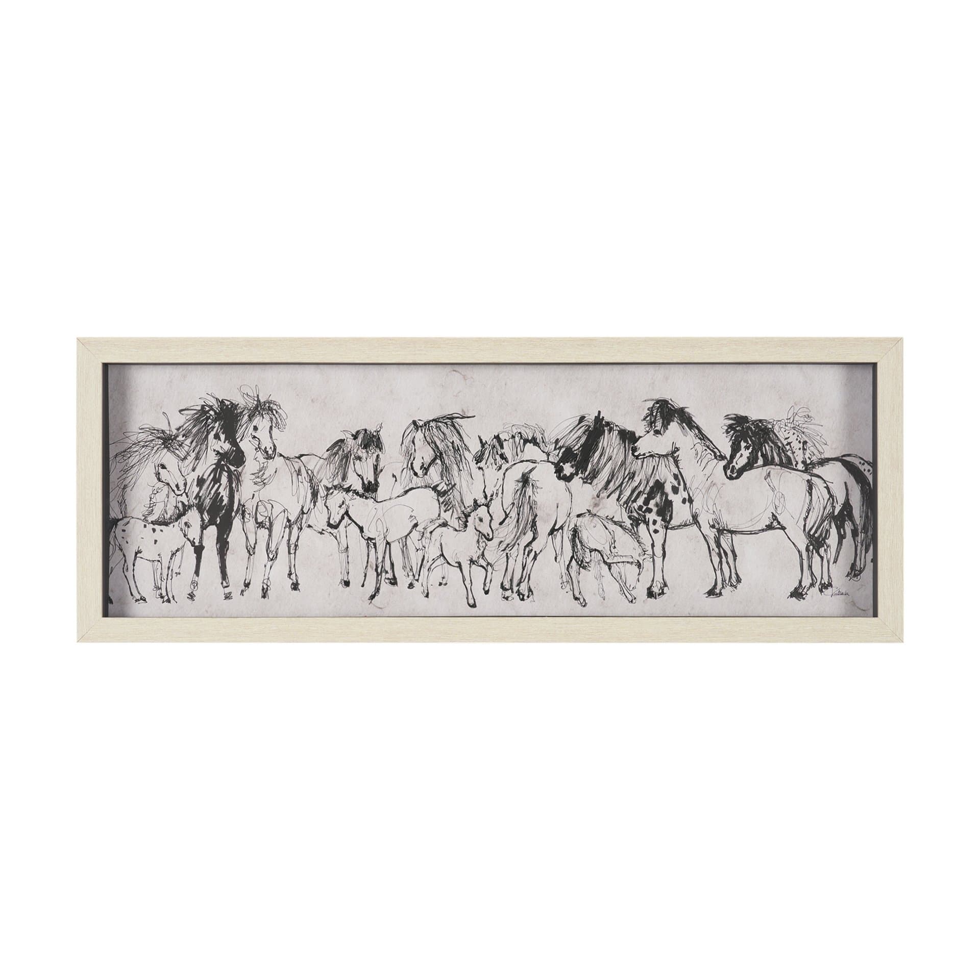 Pony Sketches II by Mercana Studio Hand-Embellished Framed Artwork Matted under Glass — product photograph