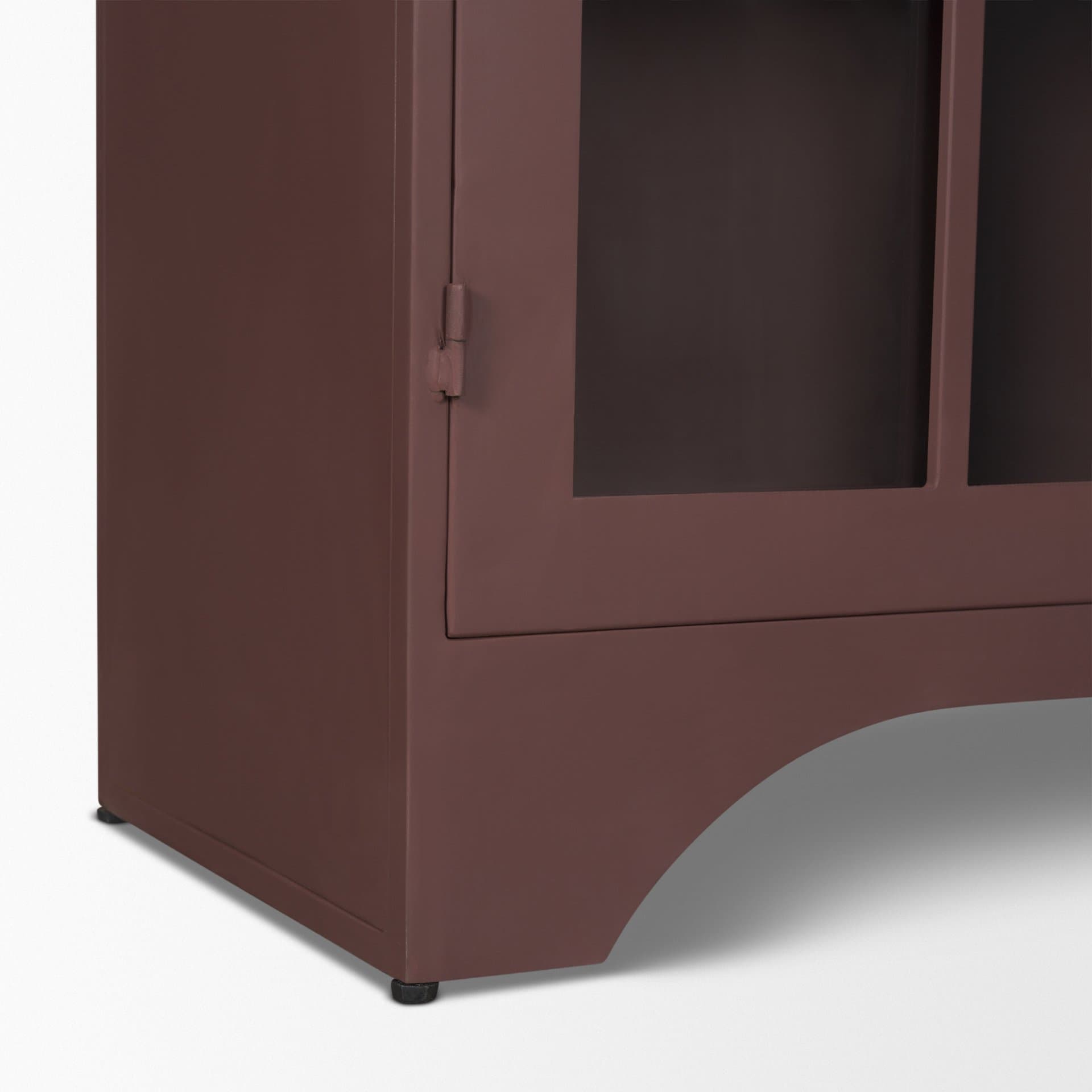 Rousseau Arched Curio Cabinet w/ Glass Doors | Burgundy Metal — product photograph