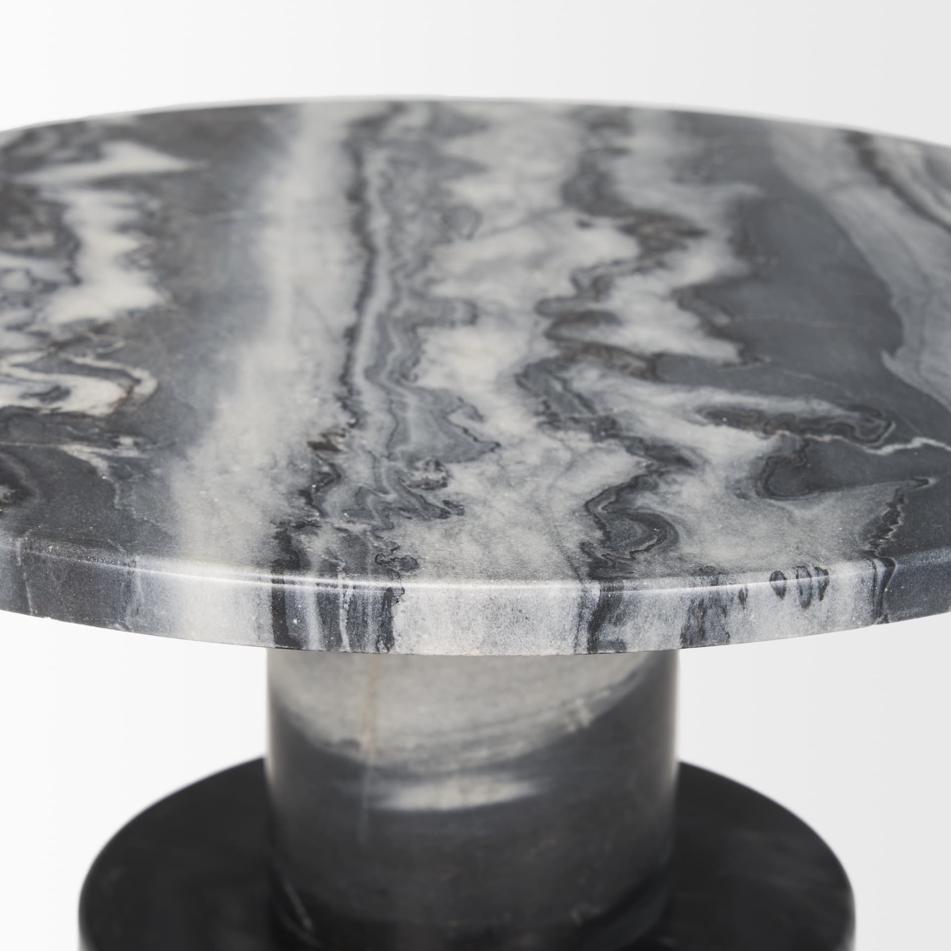 Taite Solid Dark Gray Marble Pedestal Accent Table — product photograph