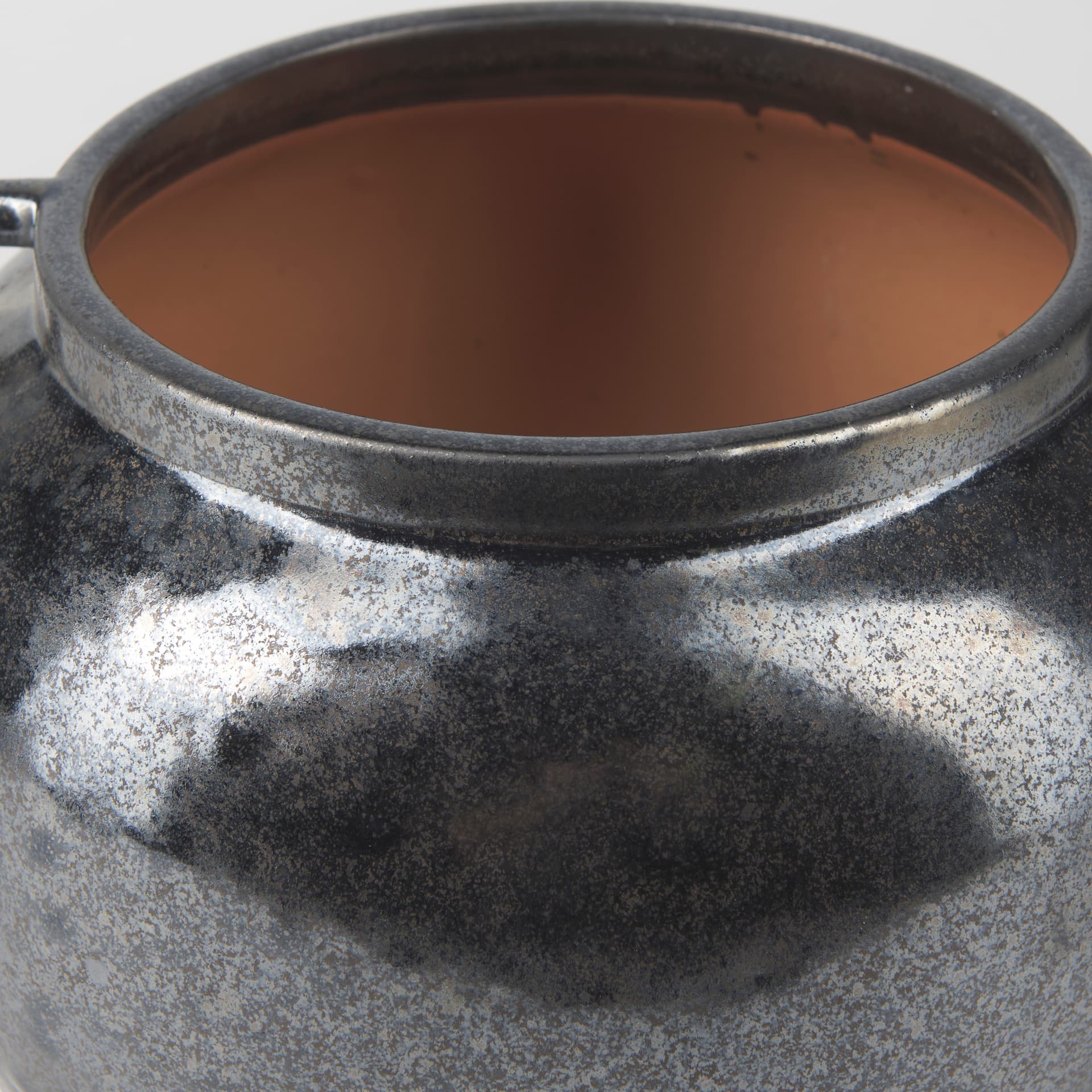 Kora Short Dark Metallic Double Ear Vase — product photograph