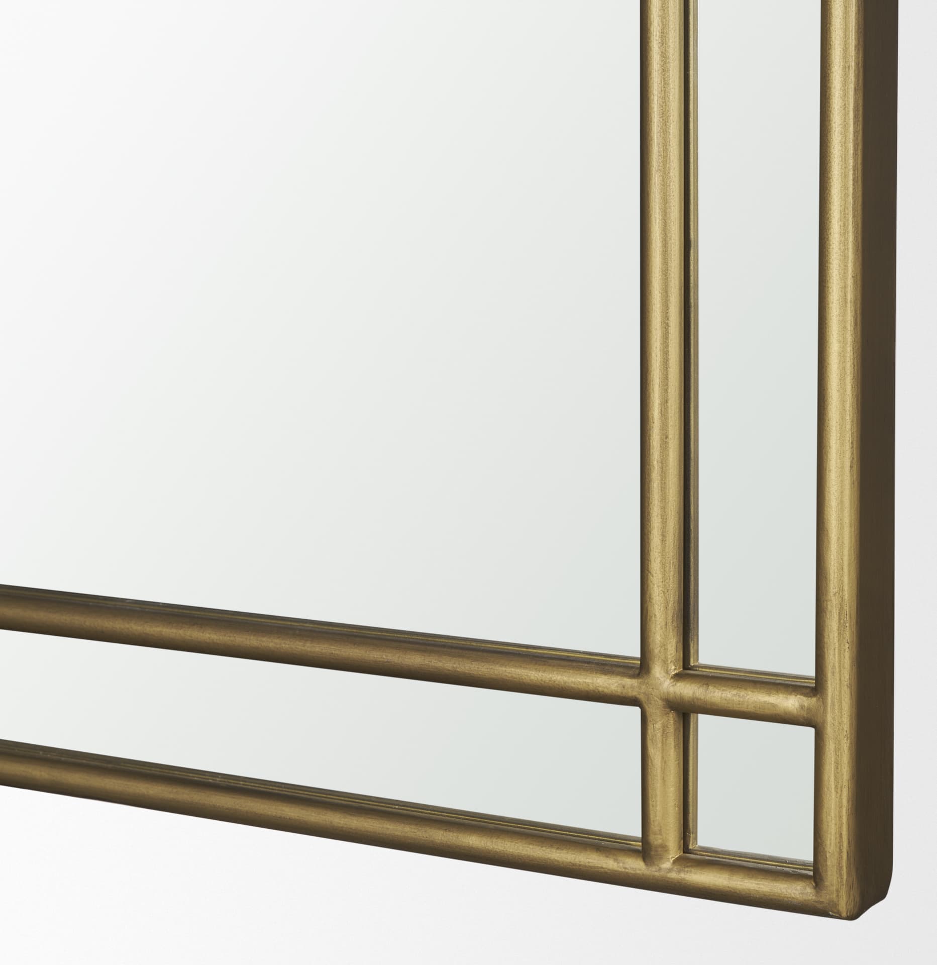 Tiffany Brushed Gold Double Frame Metal Arched Mirror — product photograph