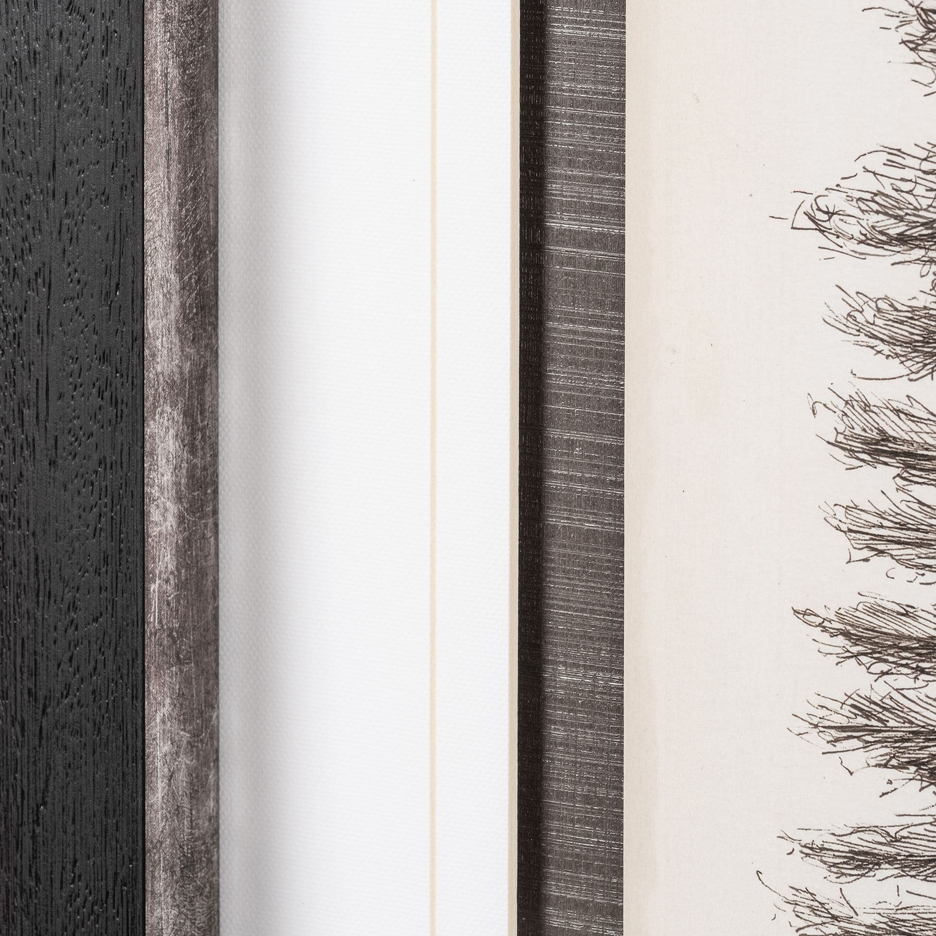 Pacific North West Tree Sketch II Melissa Wang Hand Embellished Framed Art Print Matted under Glass — product photograph