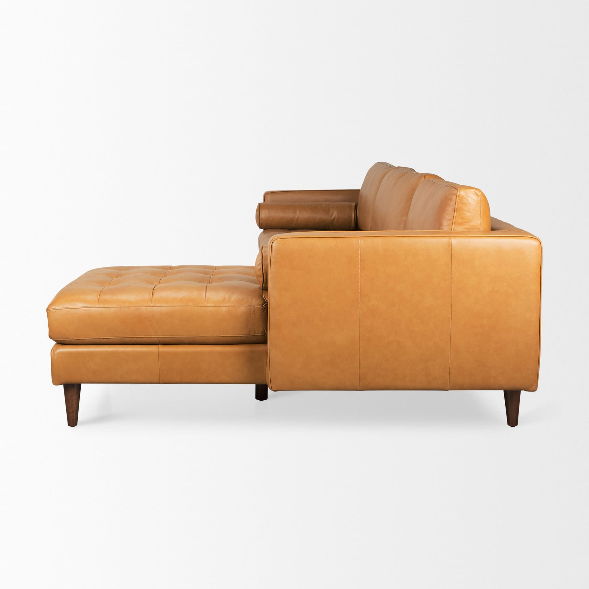 Svend 111.4L x 68.0W x 33.9H Tan Leather Right Chaise Sectional Sofa — product photograph
