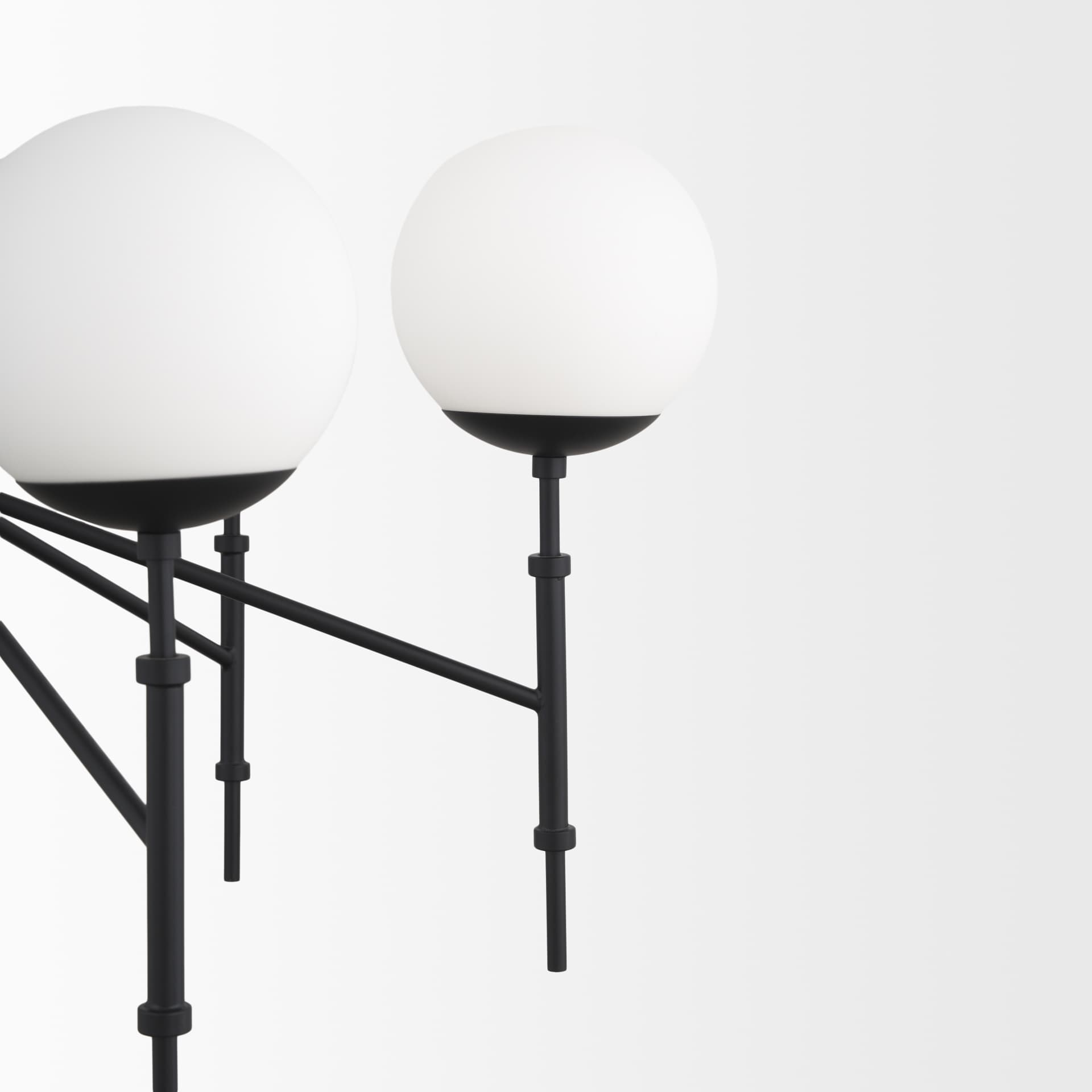 Edie Matte Black Metal w/ Frosted Glass Globes 6-Light Chandelier — product photograph