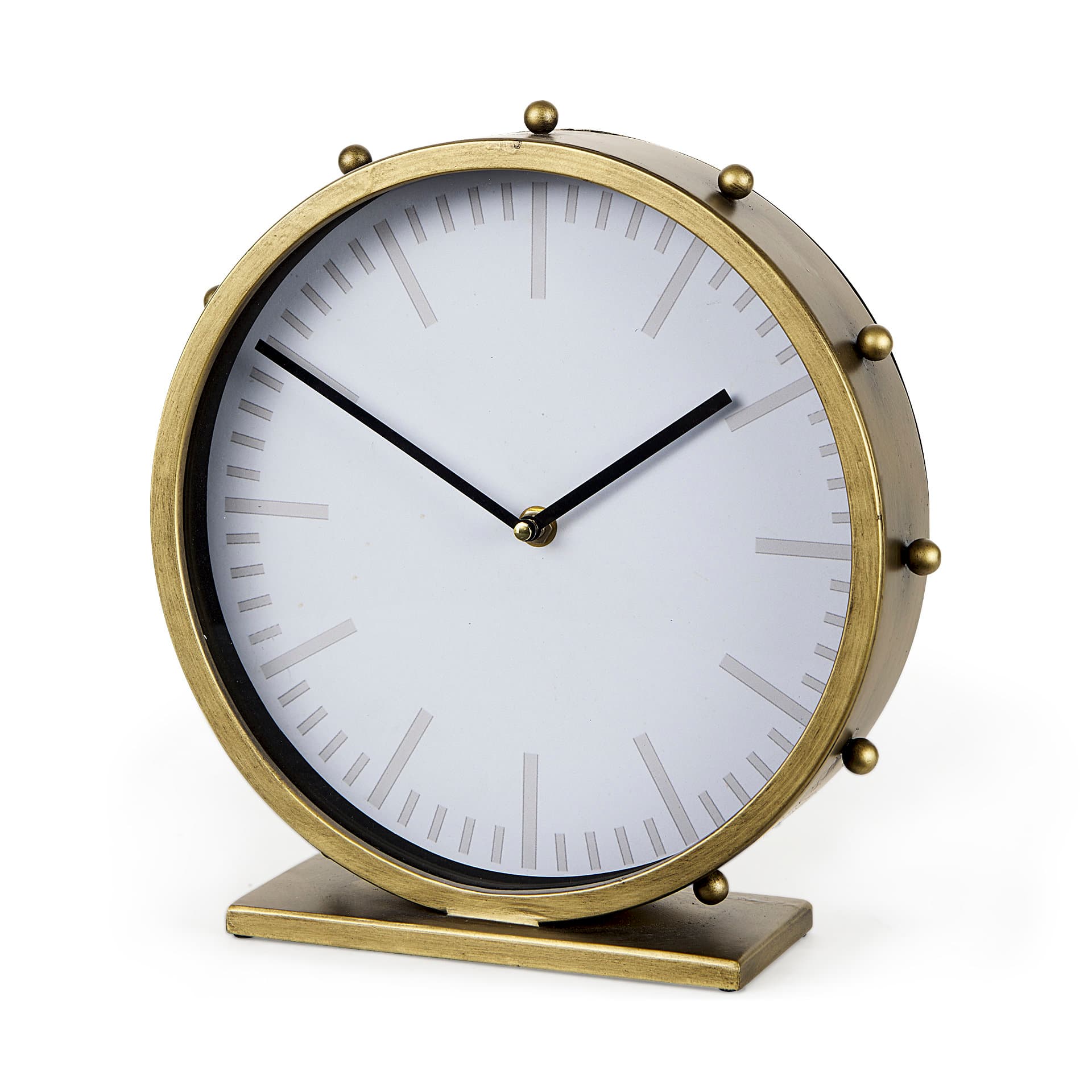 Marian 11.0L x 3.1W x 11.0H Gold Metal W/Studs Round Table Clock — product photograph