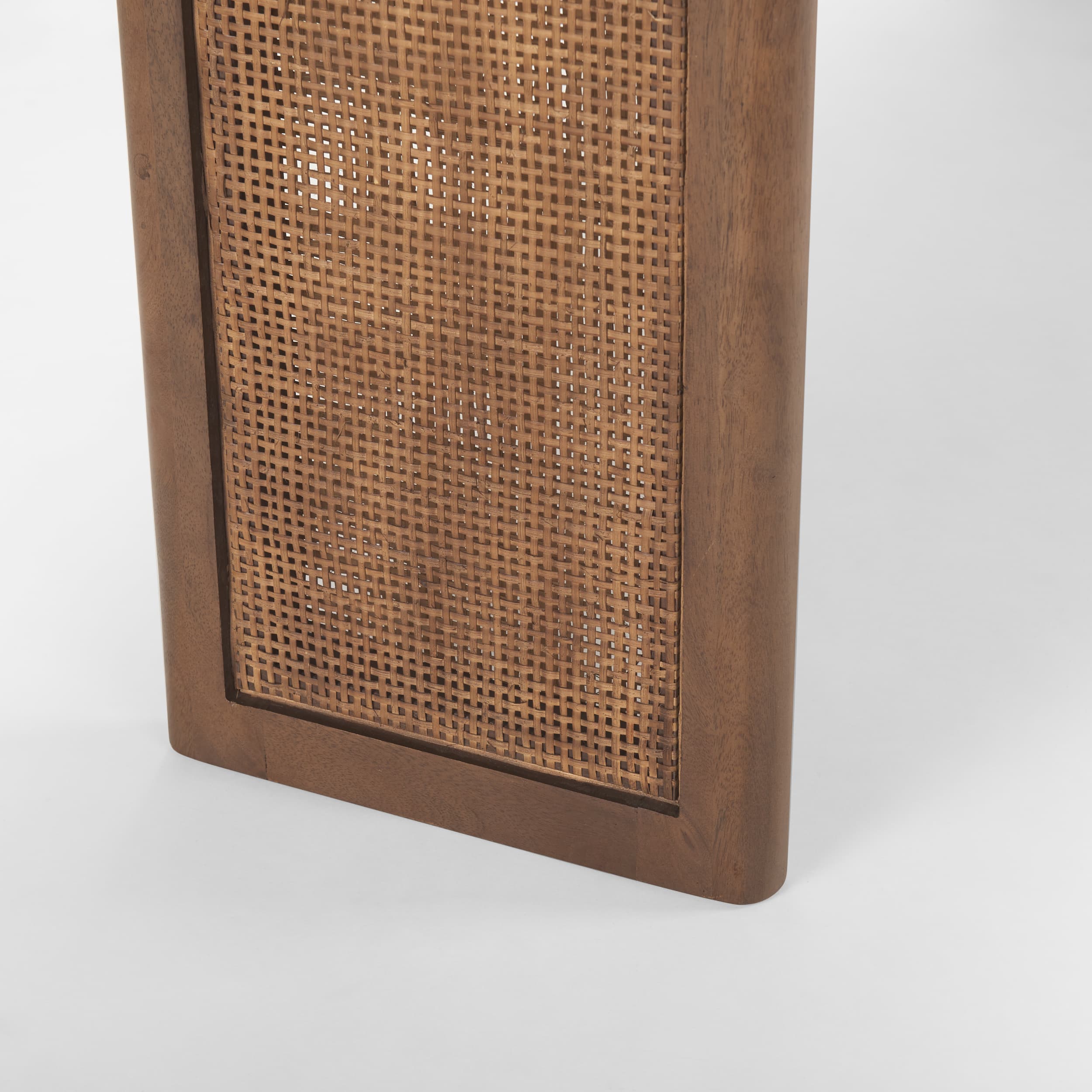 Grier 65" Medium Brown Solid Wood w/ Cane Console Table — product photograph