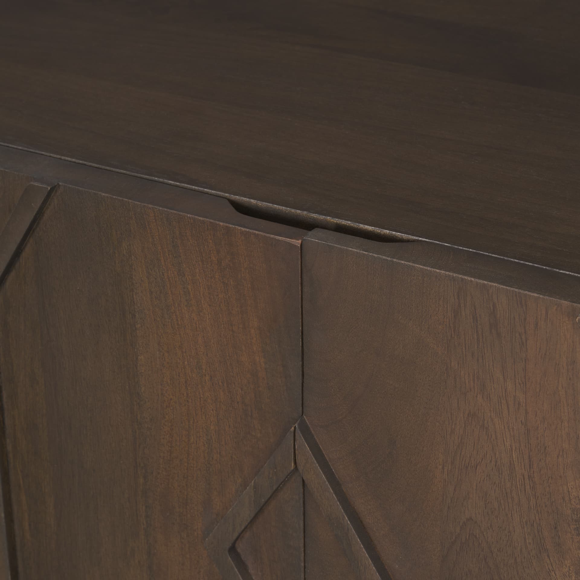 Heera Dark Brown Diamond Motif w/ Shelf Sideboard — product photograph