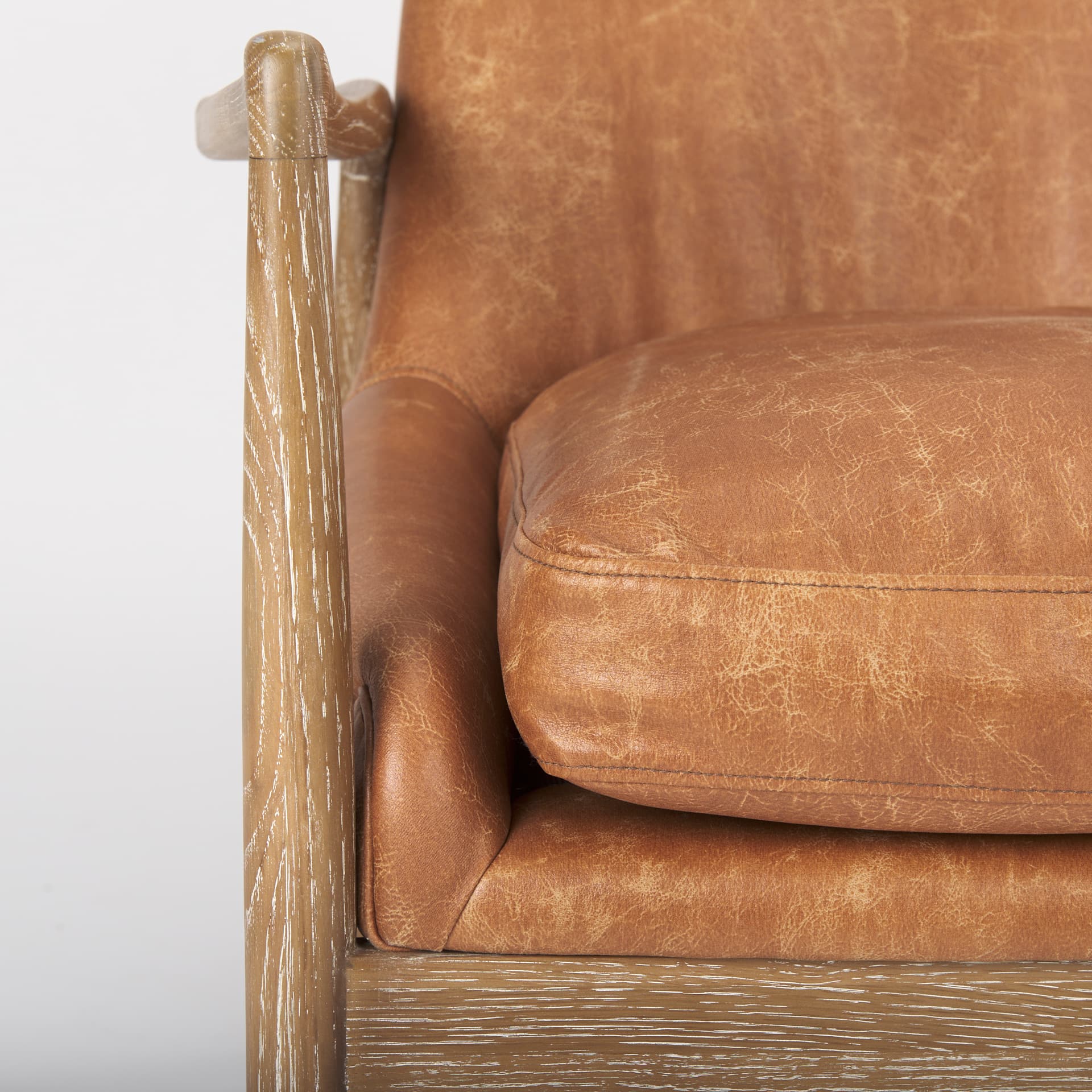 Westan Cognac Faux Leather W/Medium Brown Wood Accent Chair — product photograph