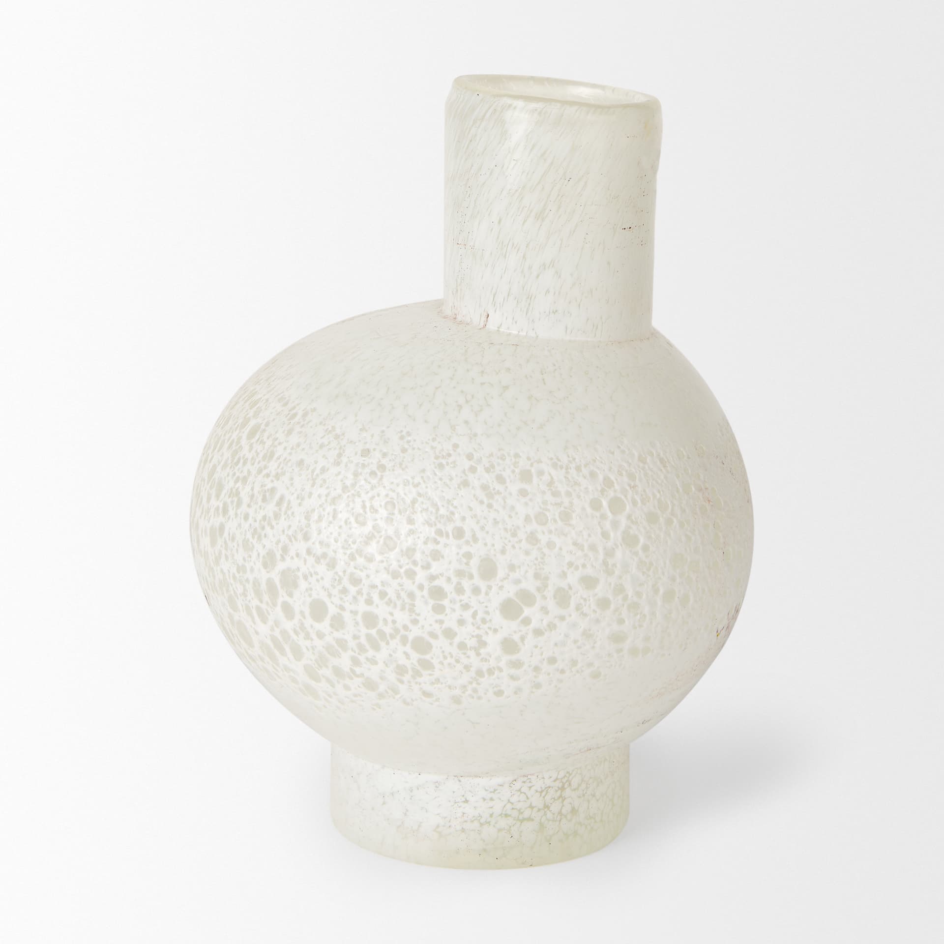 Heket Short White Glass Vase — product photograph