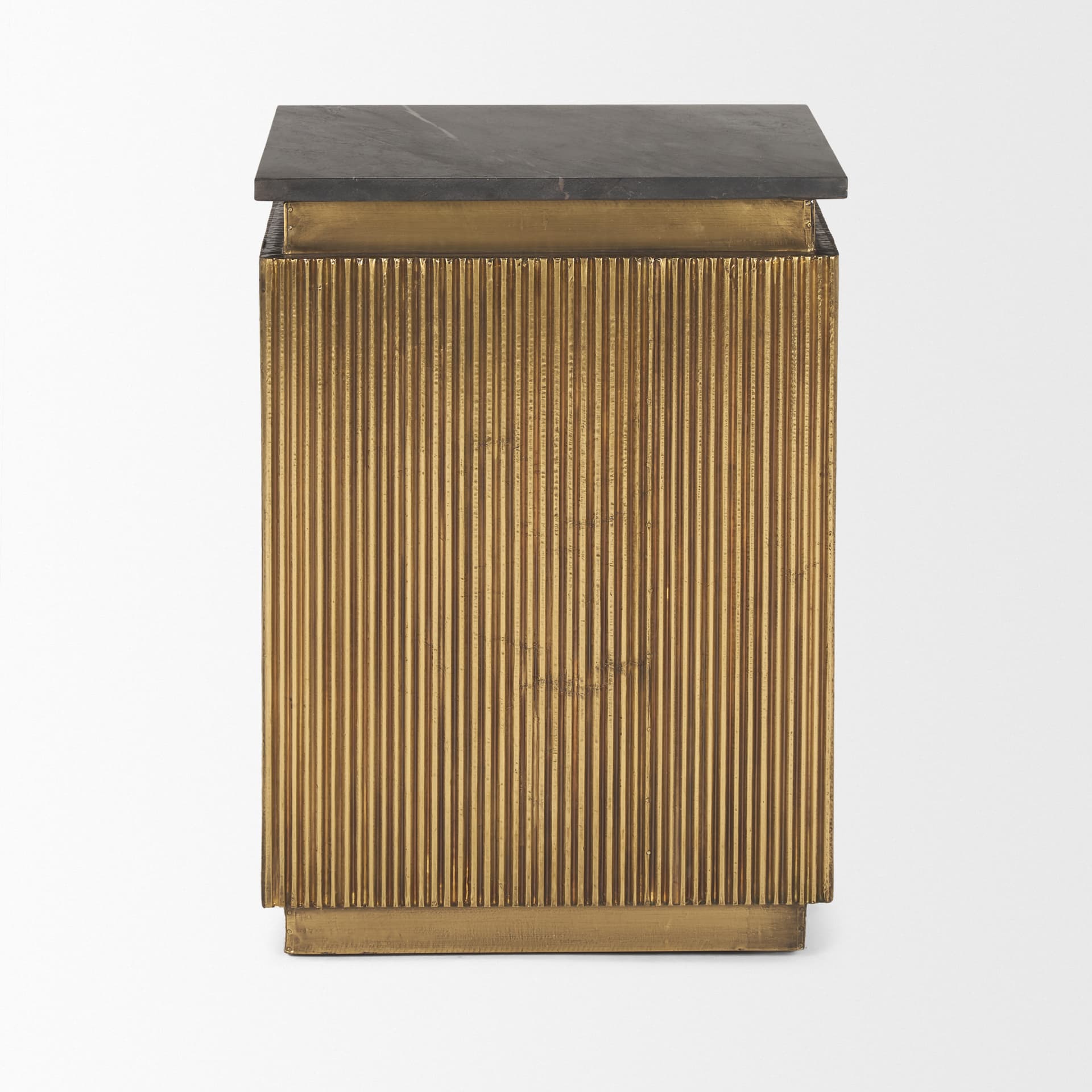 Satima Black Marble w/ Gold Metal Square Fluted Accent Table — product photograph