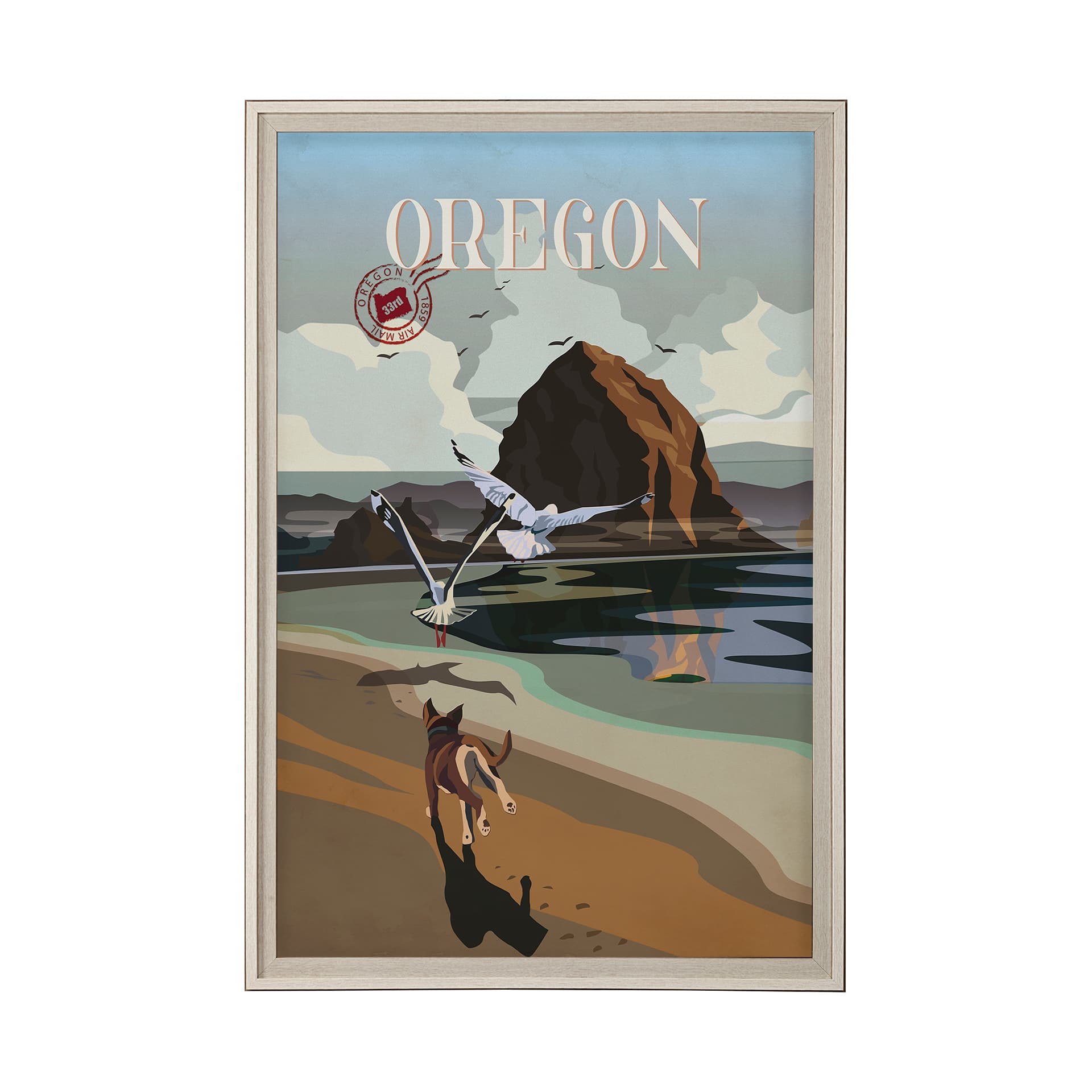 Oregon Go USA (XL) by Mercana Studio a Hand Embellished Decograph Framed Art Print under Glass — product photograph
