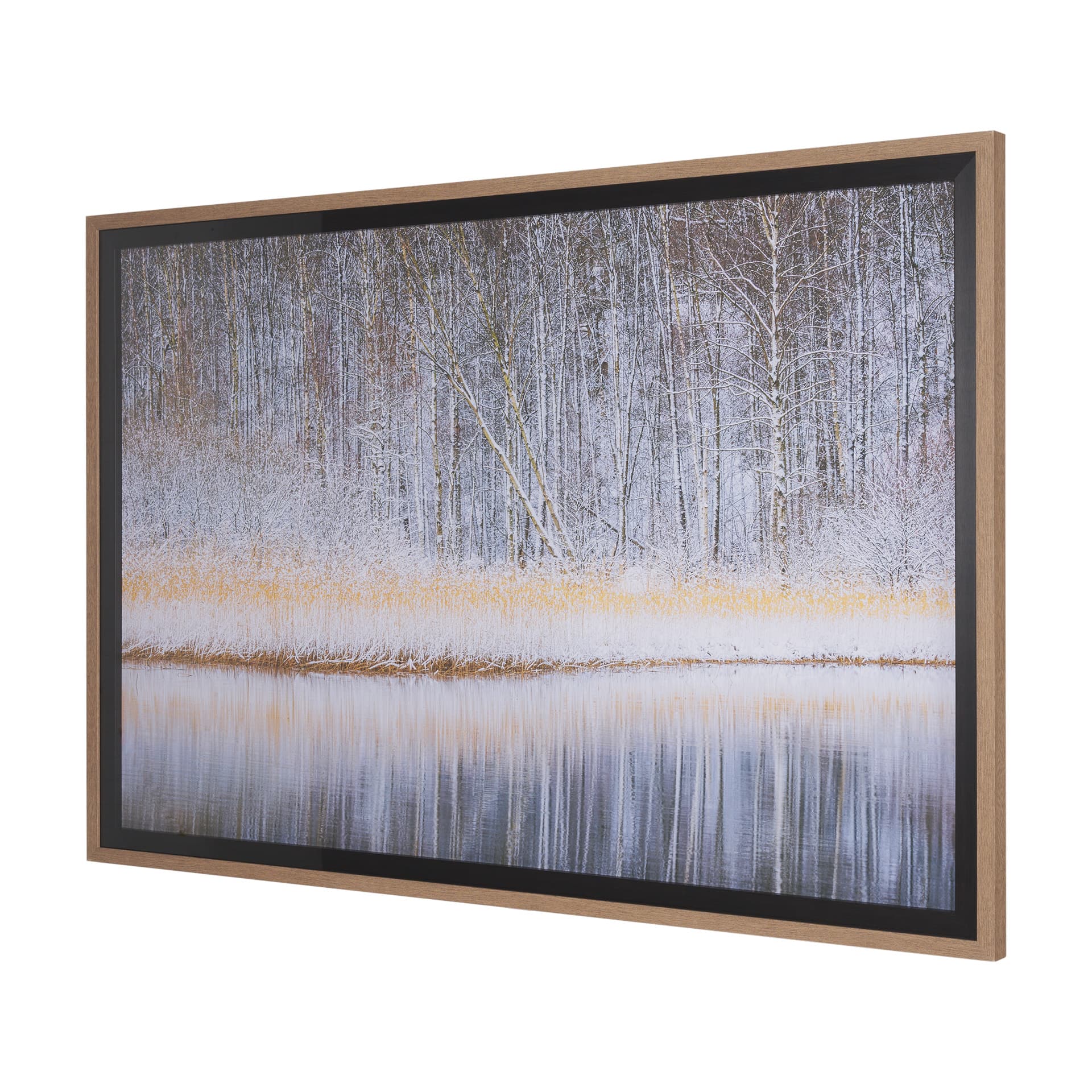 Riverside Reflection - Forest by Mikael Svensson a Framed Photo Art Print Matted under Glass — product photograph