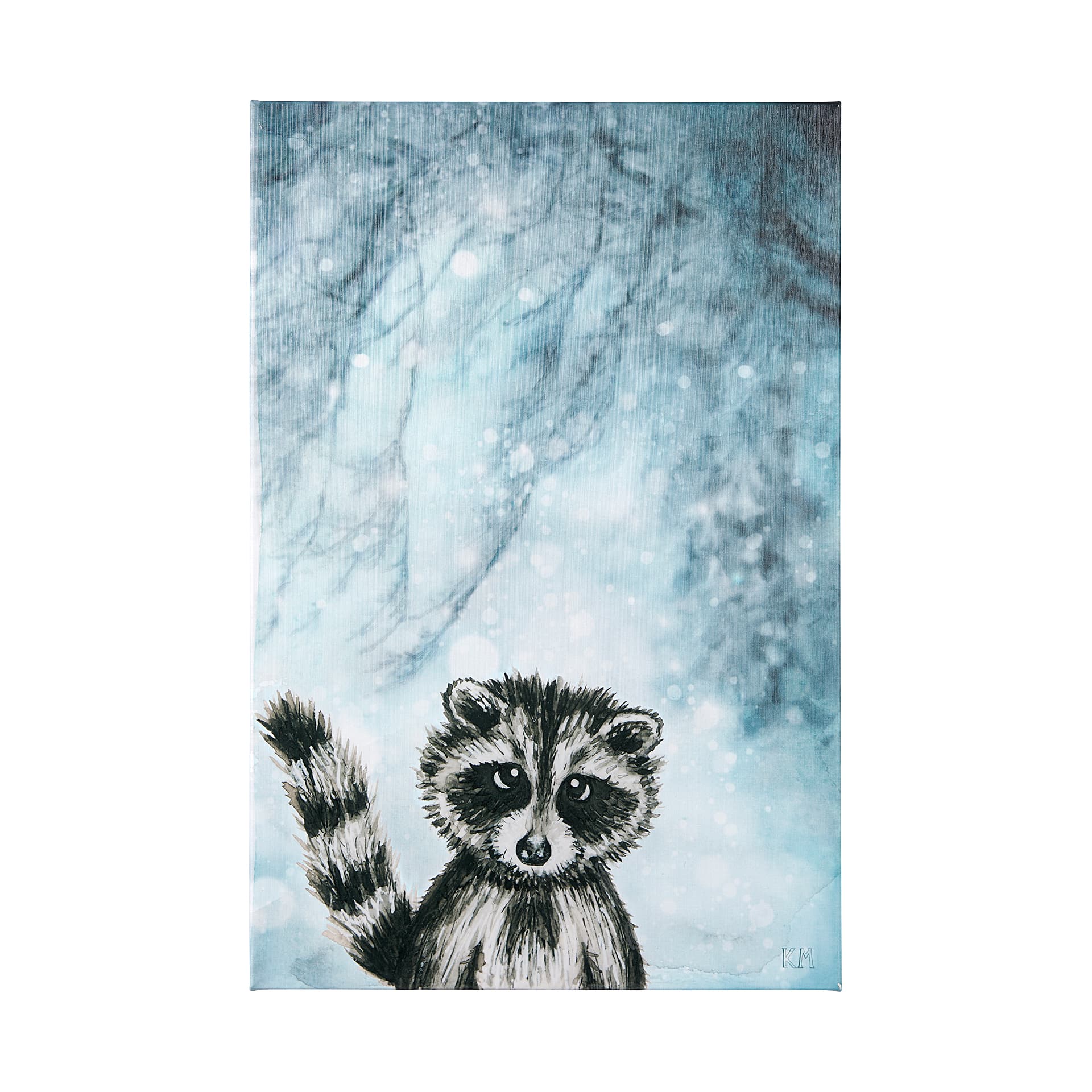 Winter Racoon by Mercana Studio a Hand Embellished Textured Canvas — product photograph