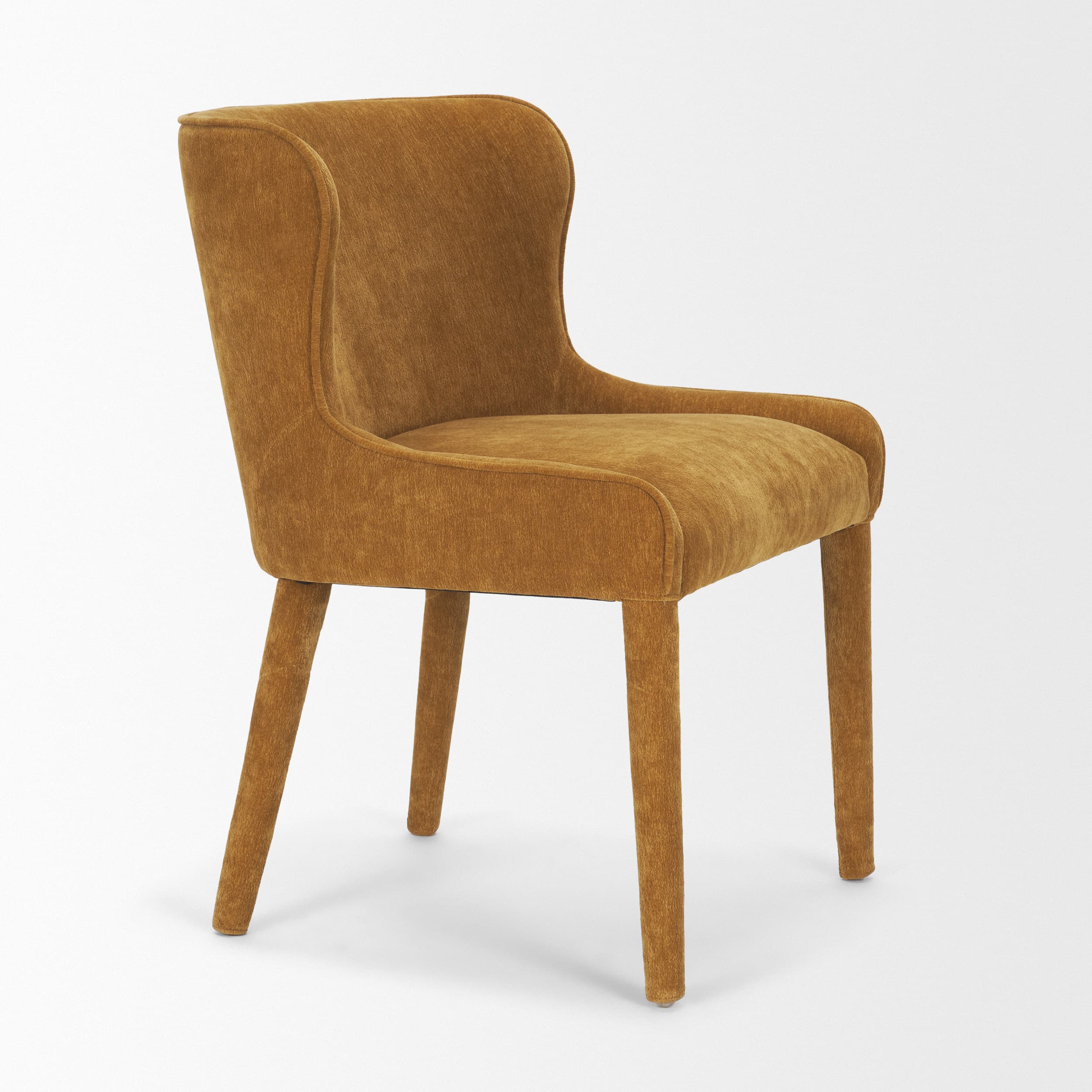 Nolan Wingback Dining Side Chair | Rust Chenille w/ Tapered Wood — product photograph