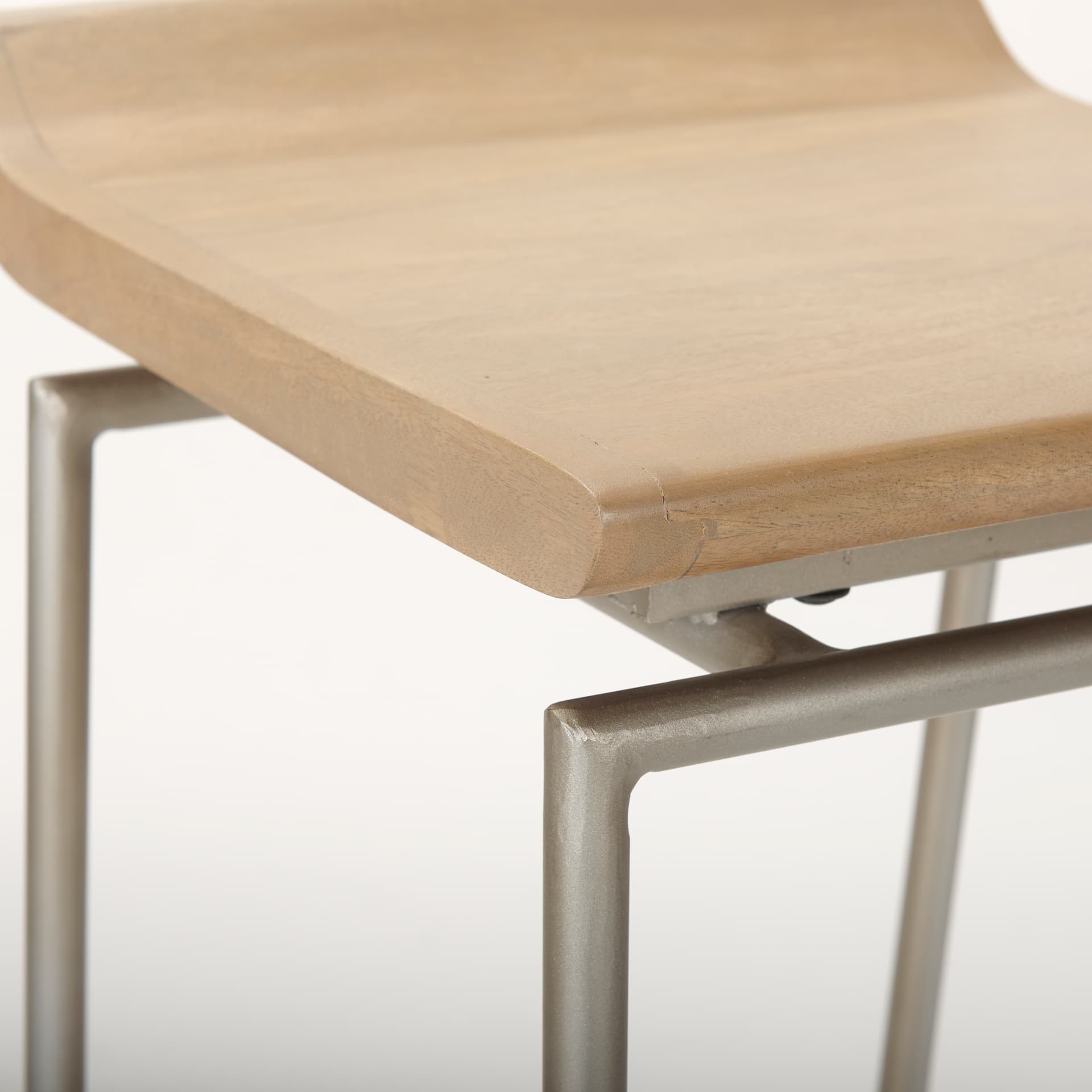 Givens Low Back 32in Seat Bar Stool | Brown Wood w/ Silver Metal — product photograph