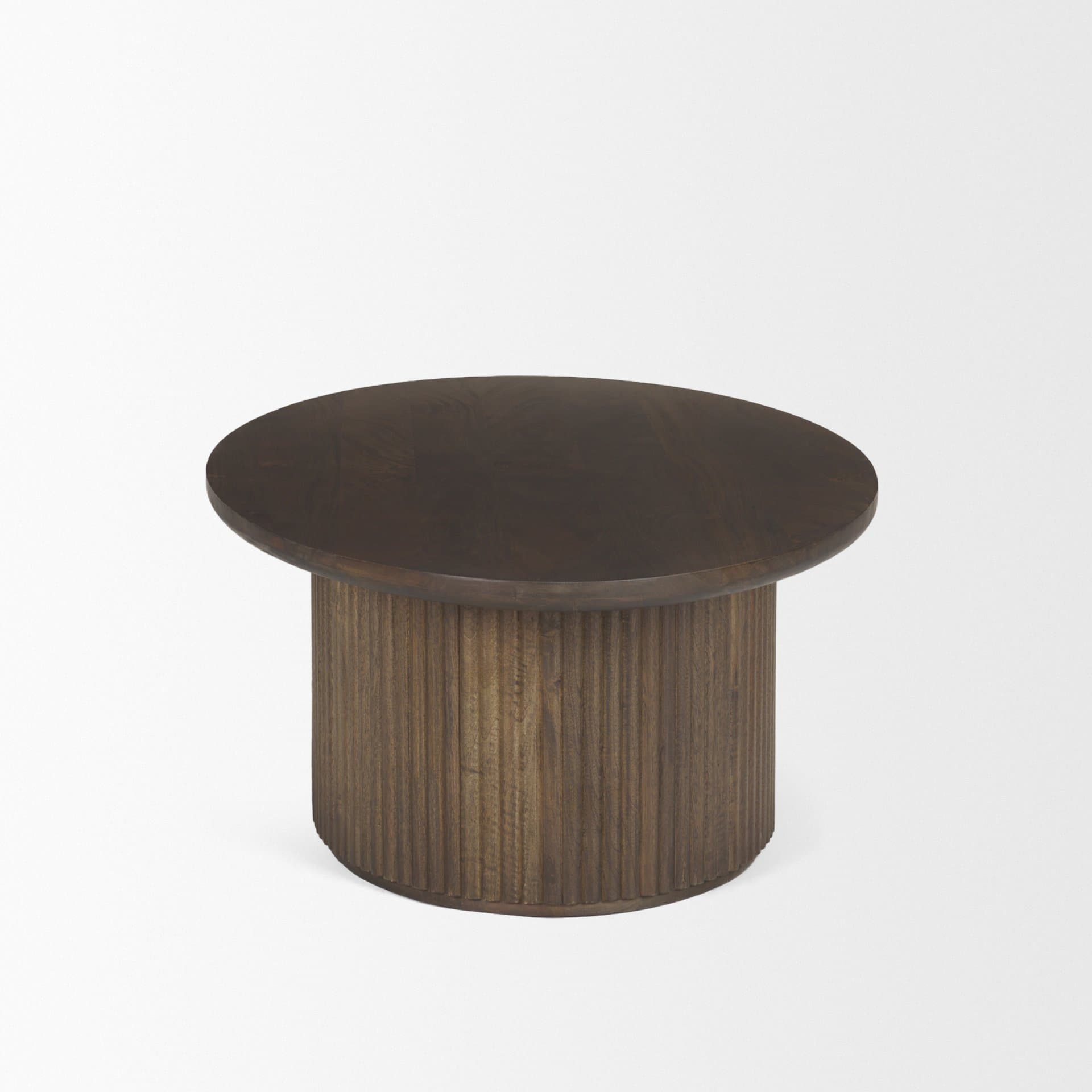 Terra 48L x 28W x 15H Dark Brown Wood Oval Fluted Coffee Table — product photograph