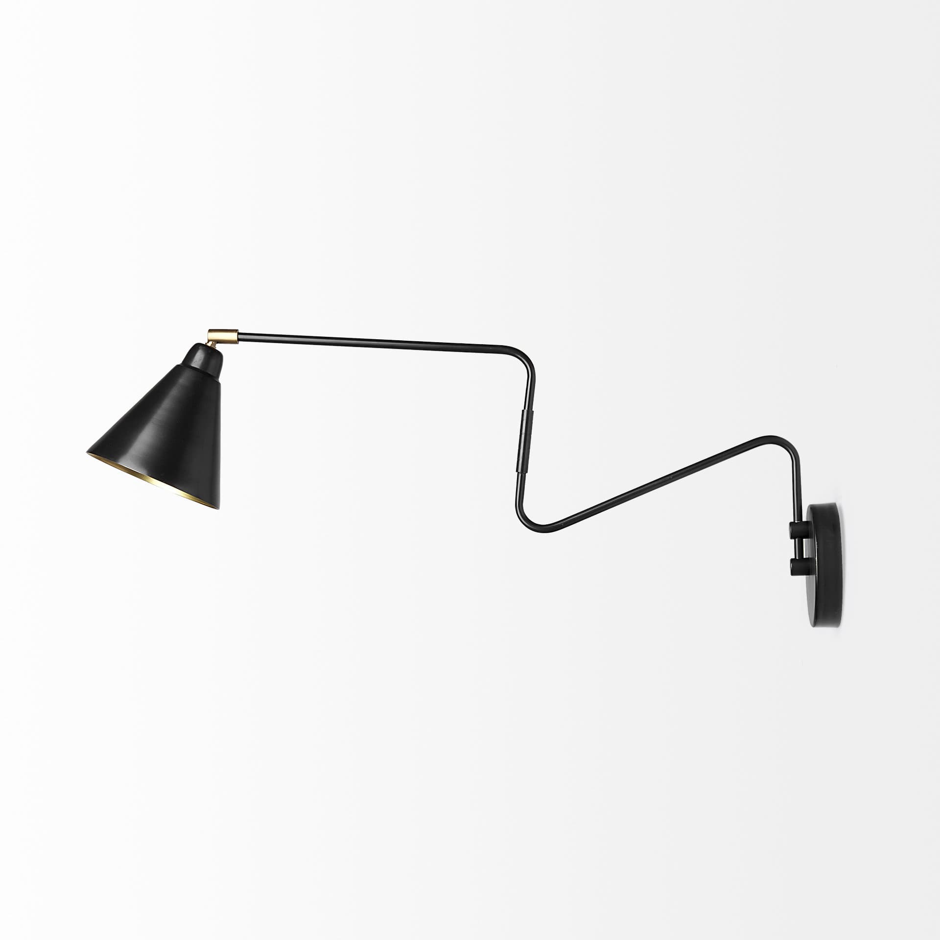 Cobalt 6L x 32W Black Metal Cone Shaped Swivel Wall Sconce — product photograph