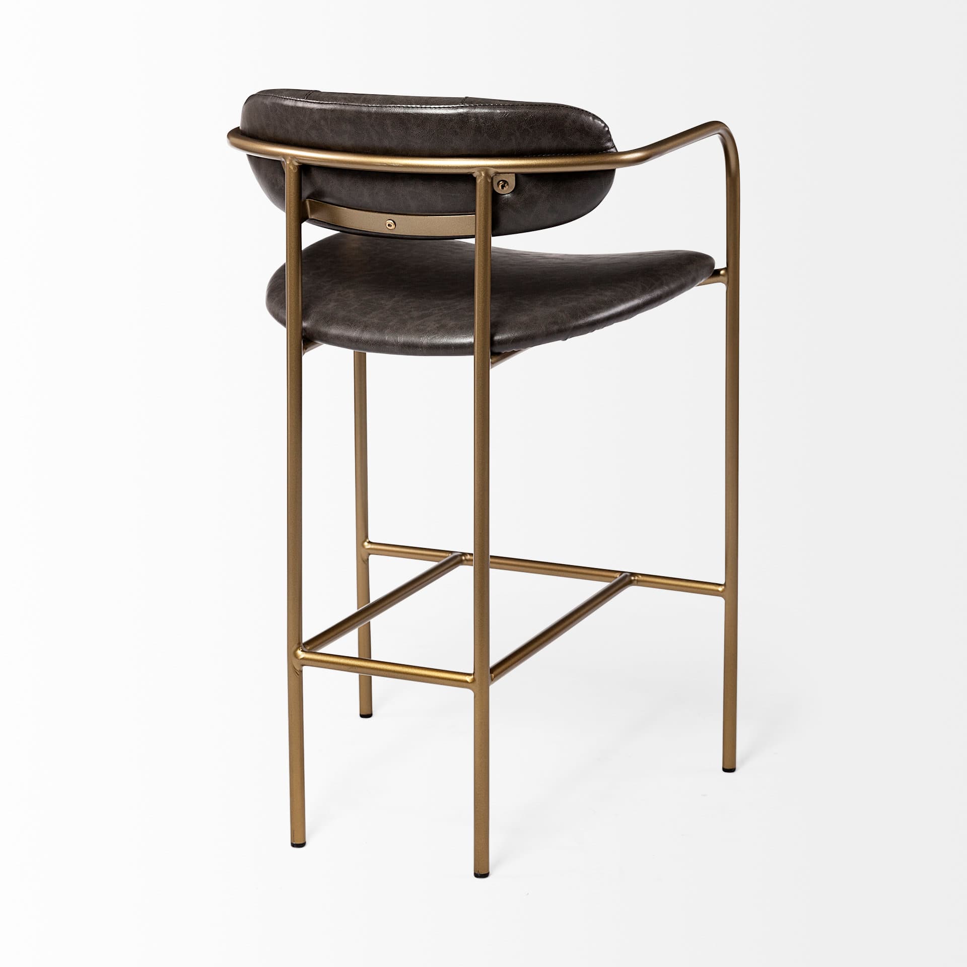 Parker Low Back 26.5in Seat Counter Stool | Brown Faux Leather — product photograph