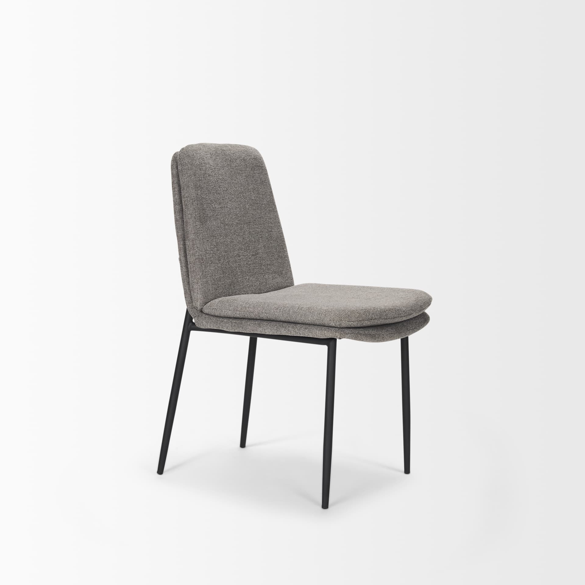 Eve Curved Back Dining Side Chair | Gray Fabric w/ Black Metal — product photograph