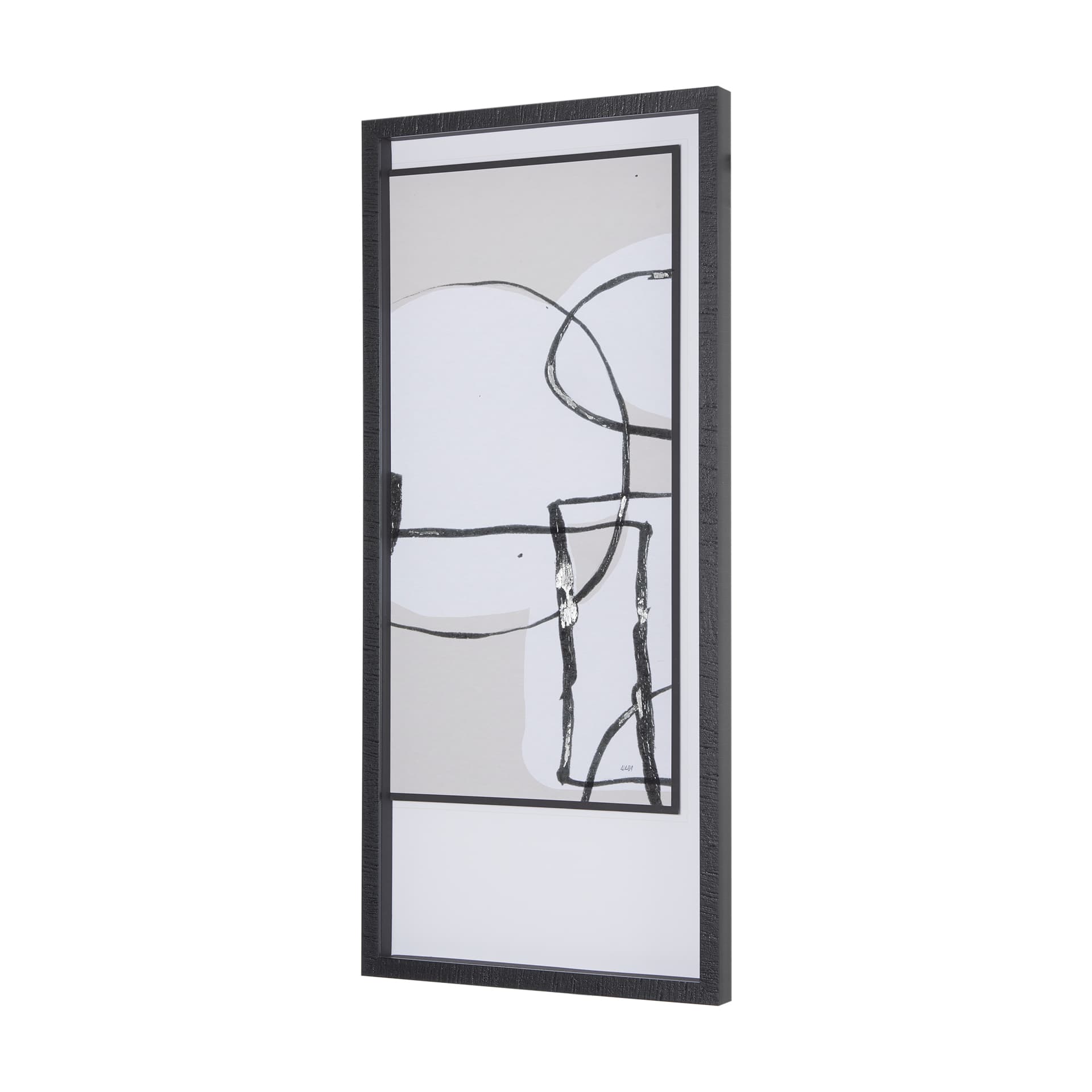 Neutral Shapes I by Mercana Studio a Hand Embellished Textured Framed Art Print Matted under Glass — product photograph