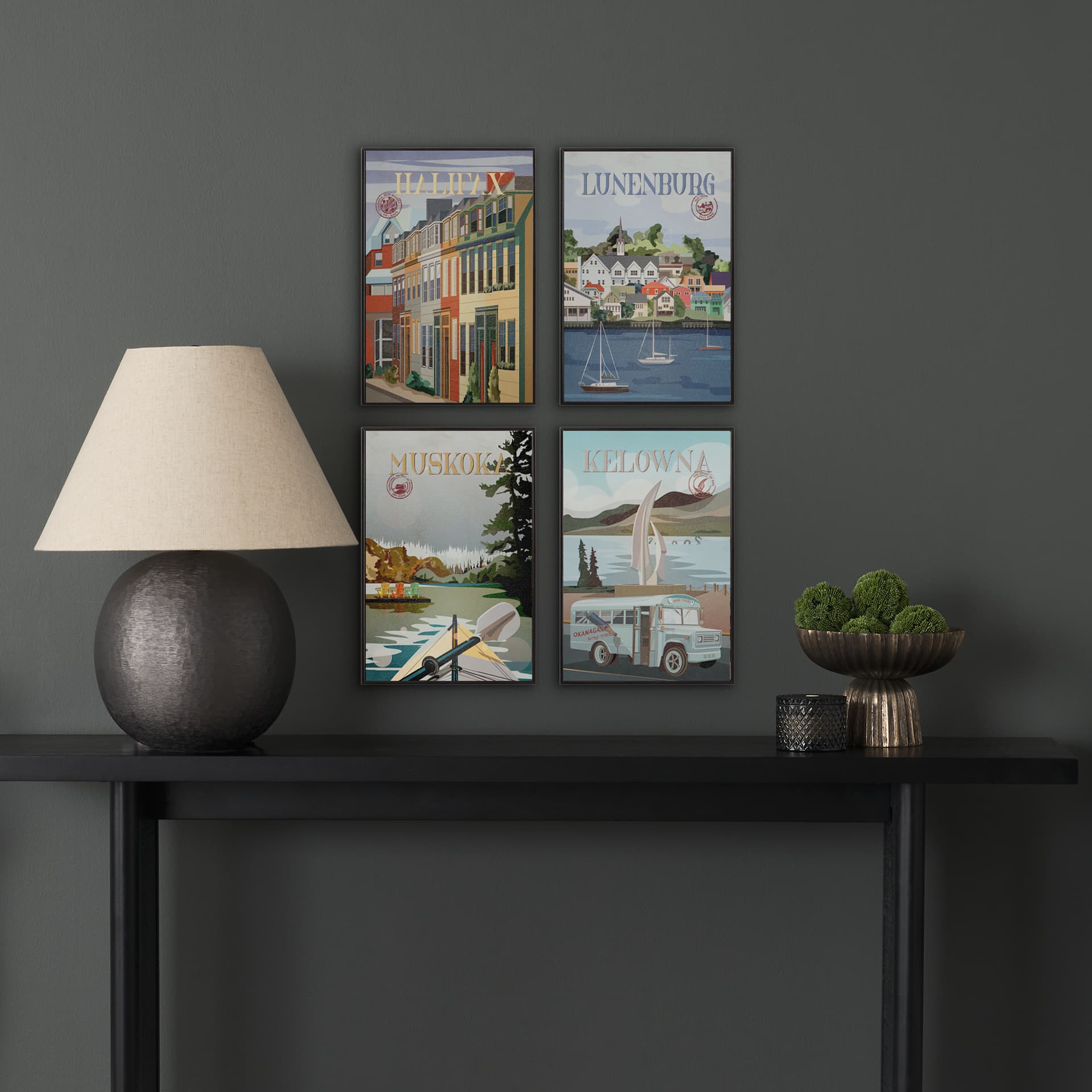 Muskoka Go Canada (SM) by Mercana Studio a Hand Embellished Decograph Framed Art Print — in a styled room