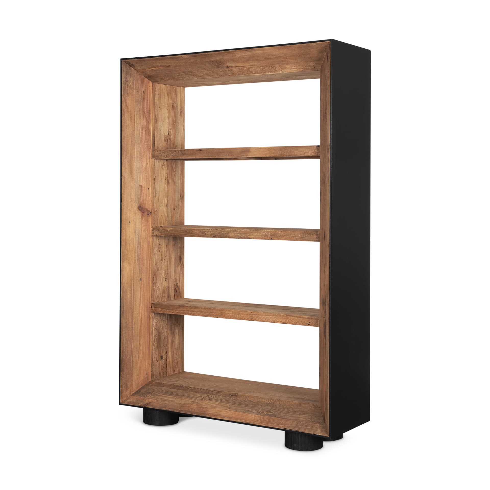 Tabor Natural Wood w/ Black Oak Frame Bookcase — product photograph
