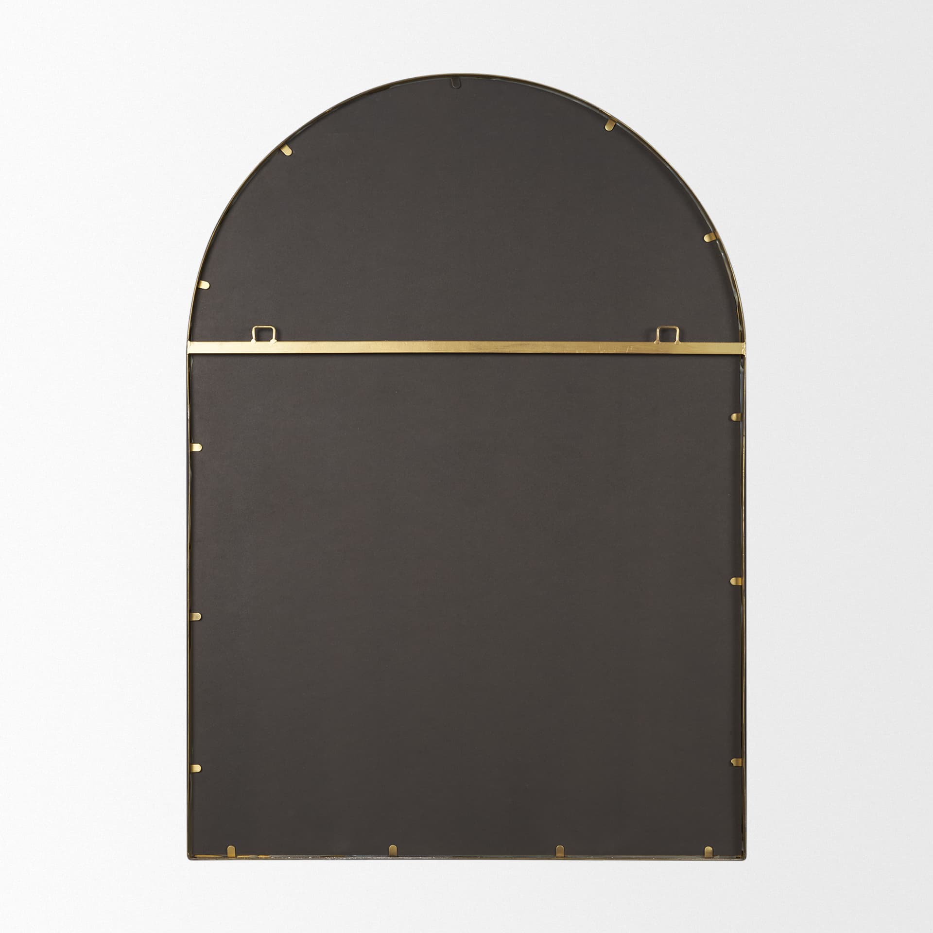 Tiffany Brushed Gold Double Frame Metal Arched Mirror — product photograph