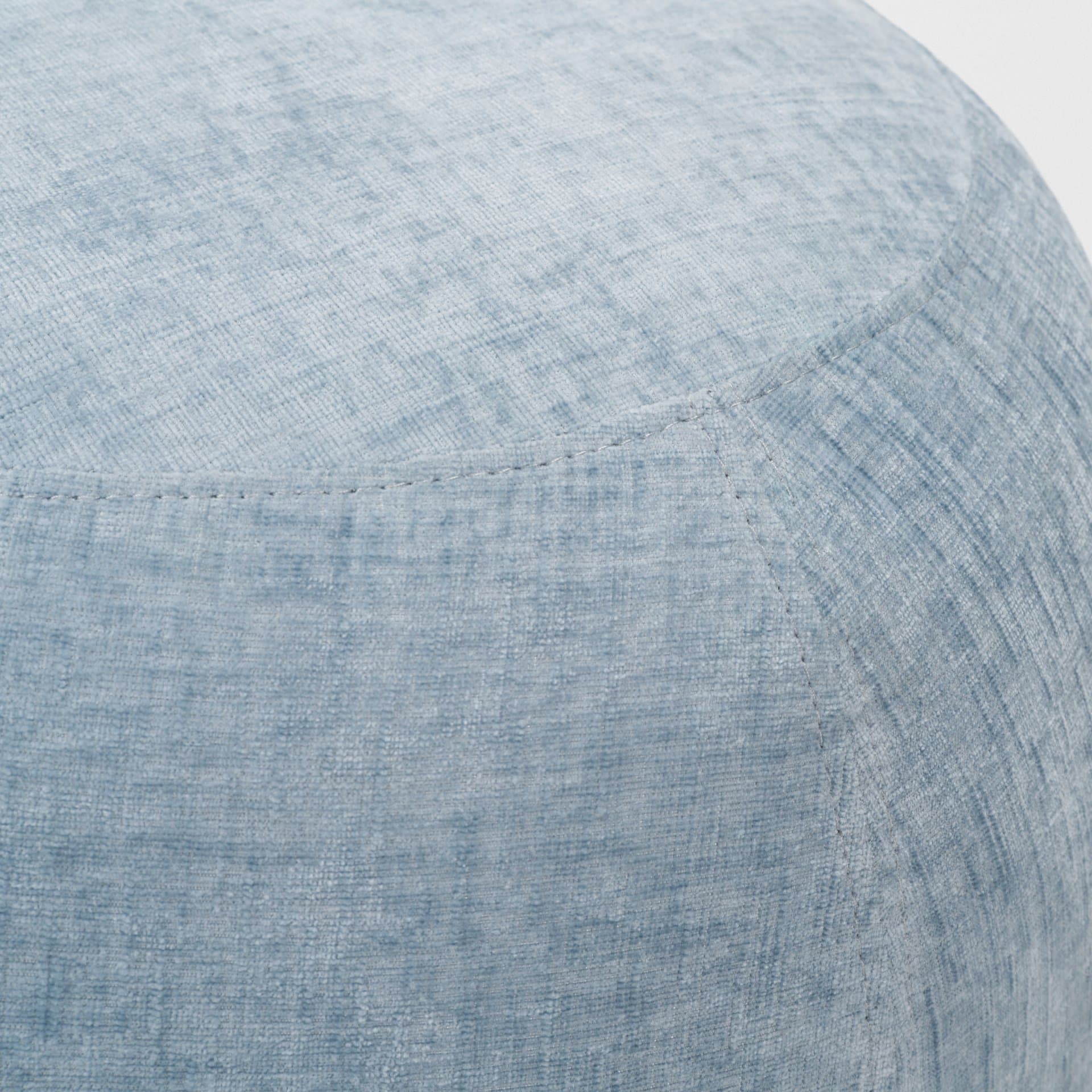 Siren French Blue Fabric w/ Brown Ash Wood Round Accent Stool — product photograph